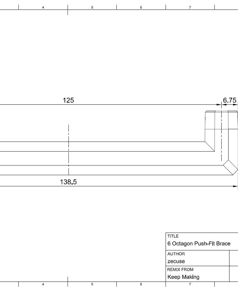 Multiboard 6 Octagon Push-Fit Brace - Part schematic - 3d model