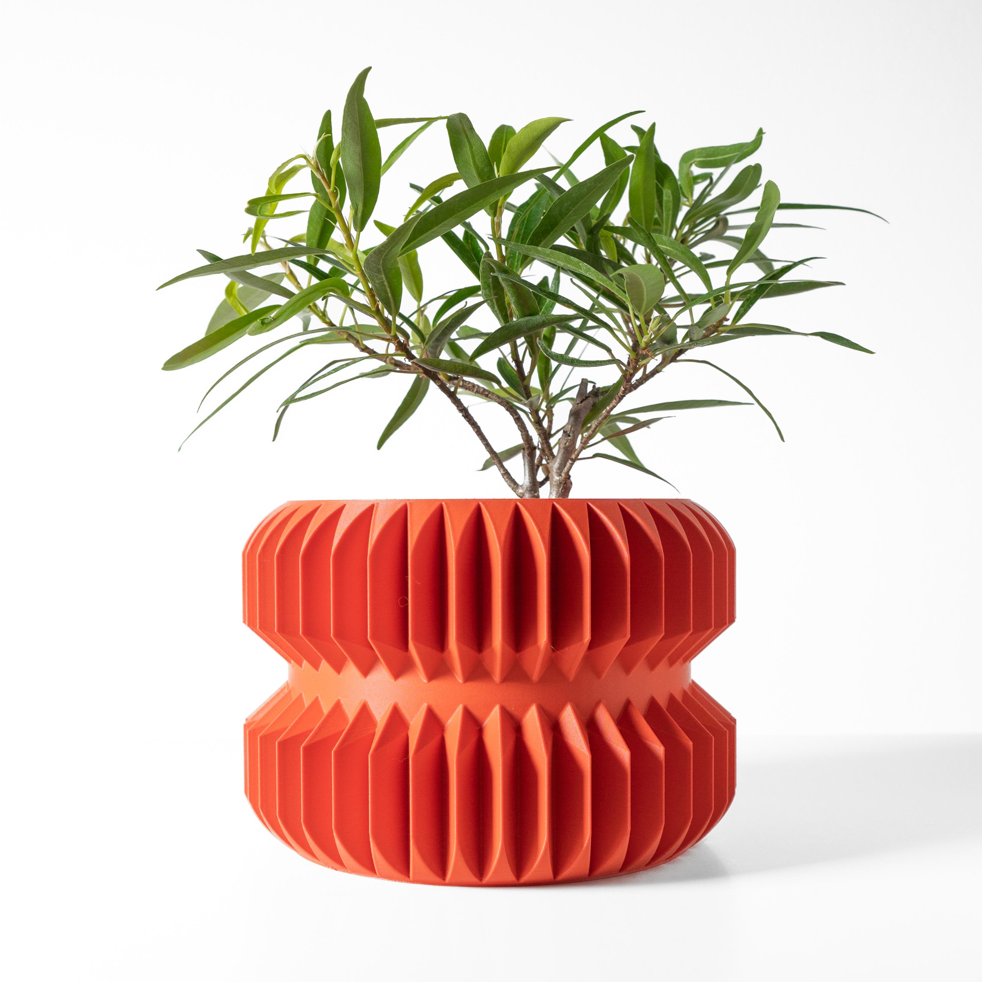 The Pilas Planter Pot with Drainage Tray & Stand: Modern and Unique Home Decor for Plants 3d model