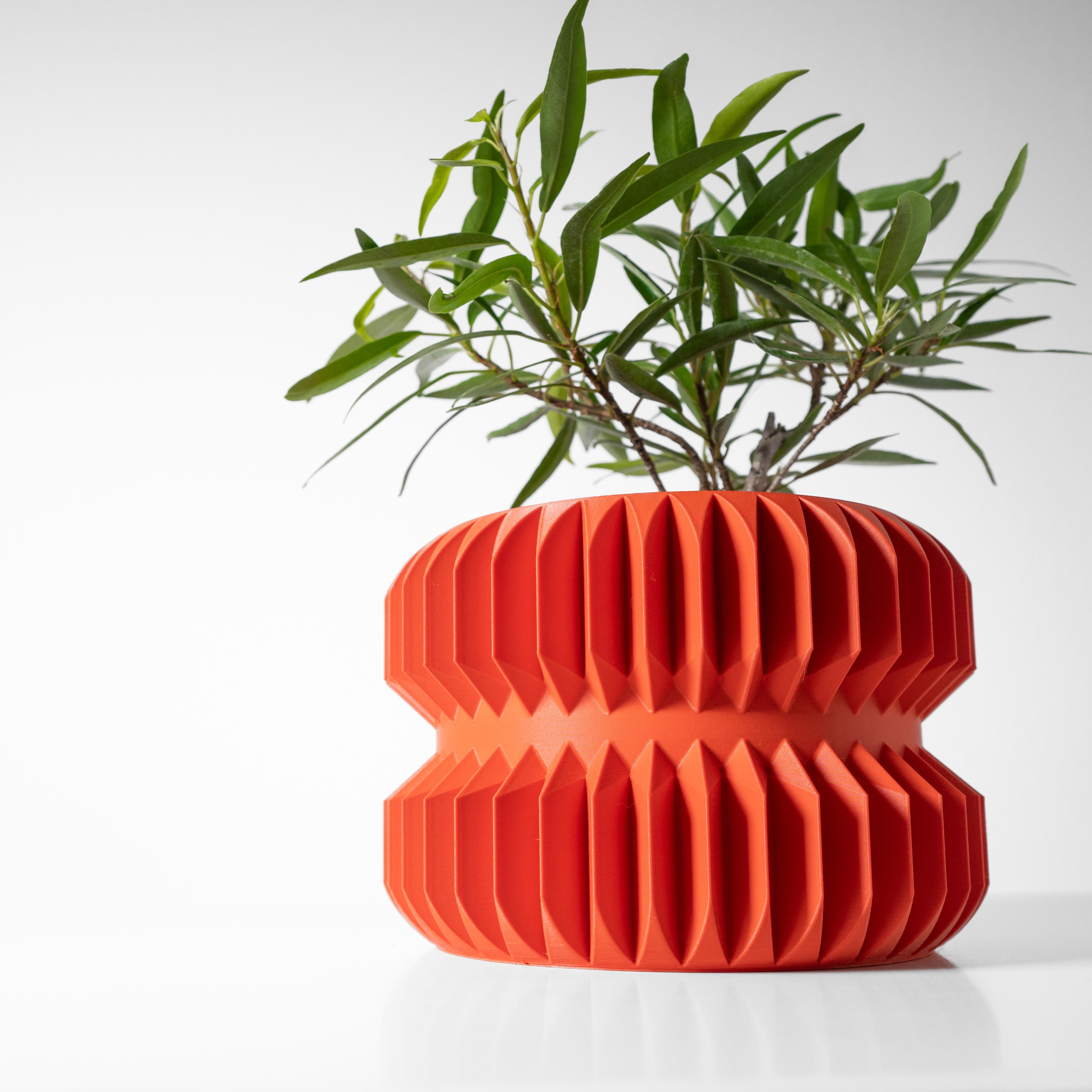 The Pilas Planter Pot with Drainage Tray & Stand: Modern and Unique Home Decor for Plants 3d model