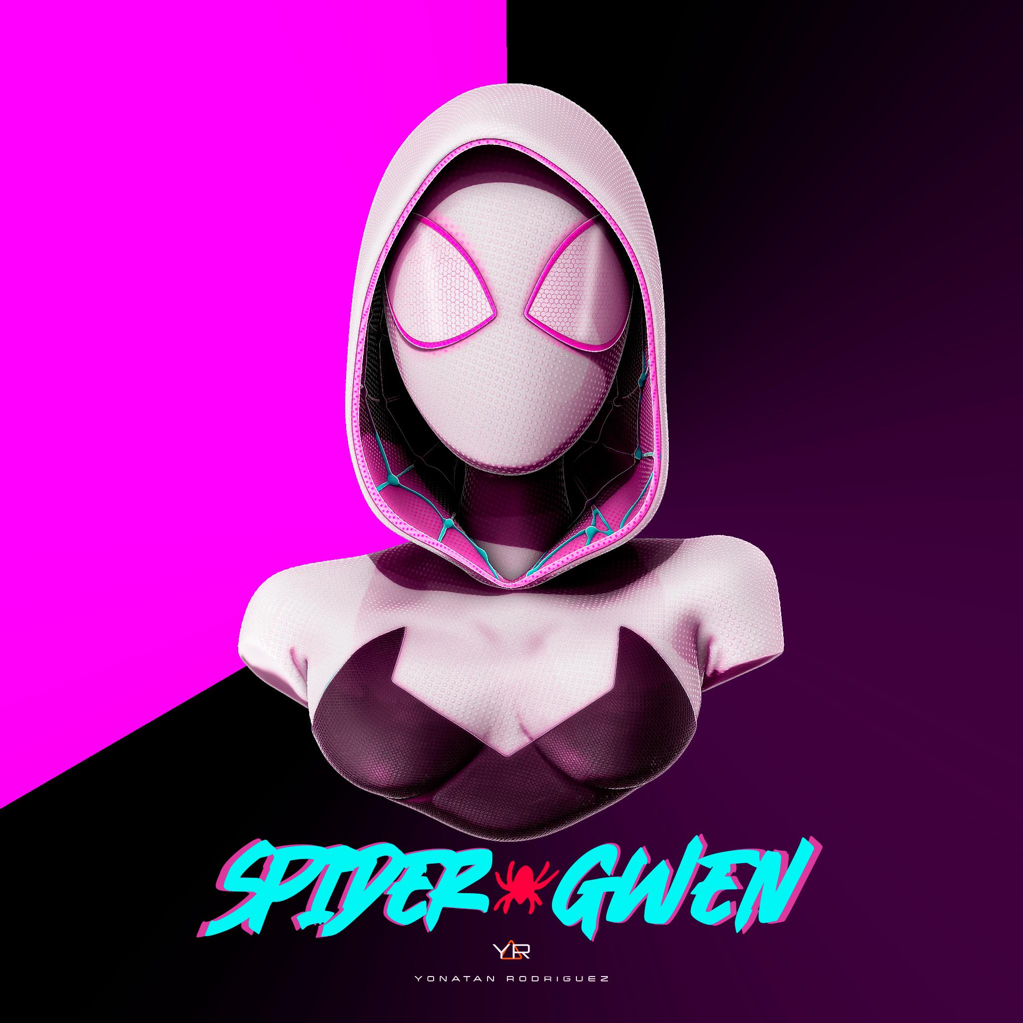 Spider Gwen - Bust - Spiderman - Fan Art - 3D model by