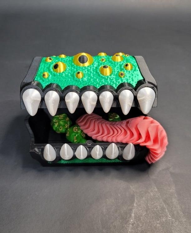 Googly-eyed mimic box with flexible Tongue 3d model