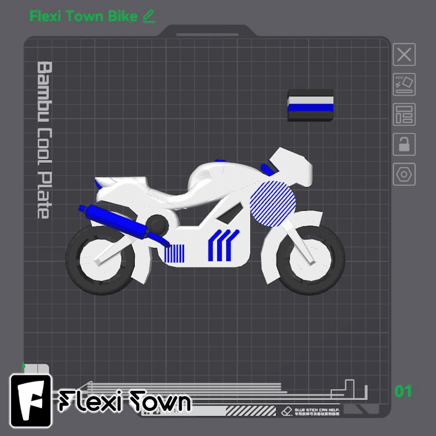 Flexi Print-in-Place Bike Rider and Bike 3d model