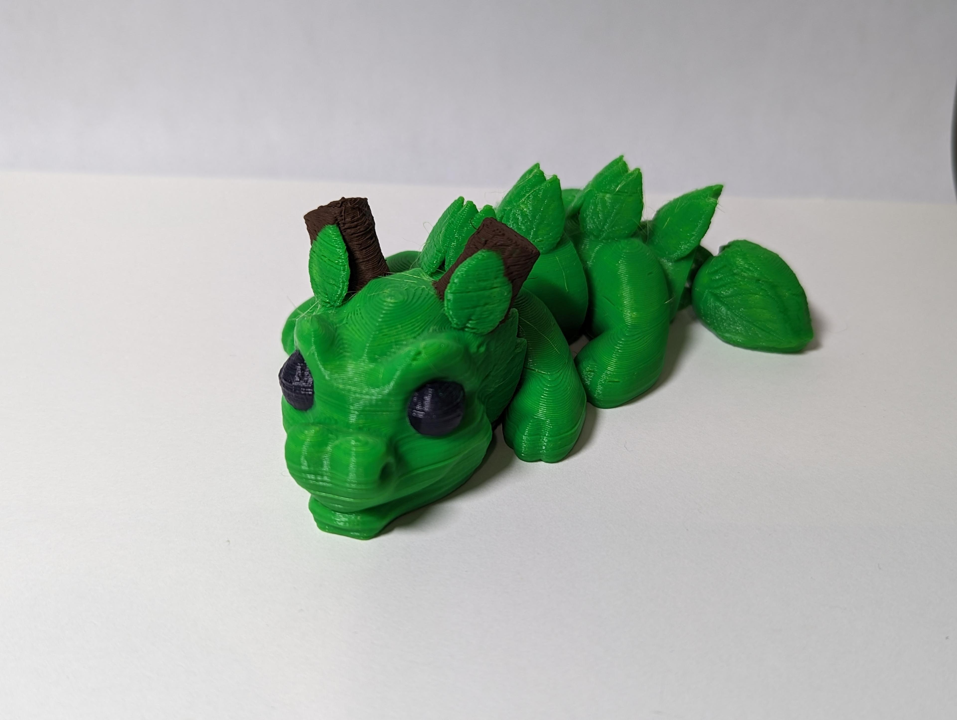 Sprout, Baby Wood Dragon  - Printed with Green CCTree filament at 0.2 layer height. Painted eyes and horns with acrylic paint. Great model!!! - 3d model