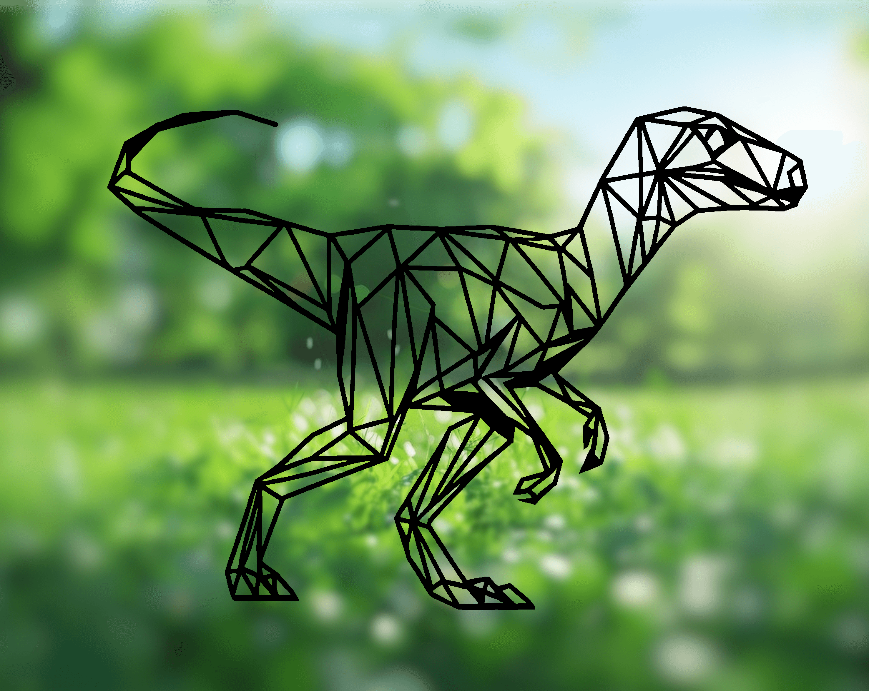 Geometric Velociraptor dinosaur Wallart 3d model