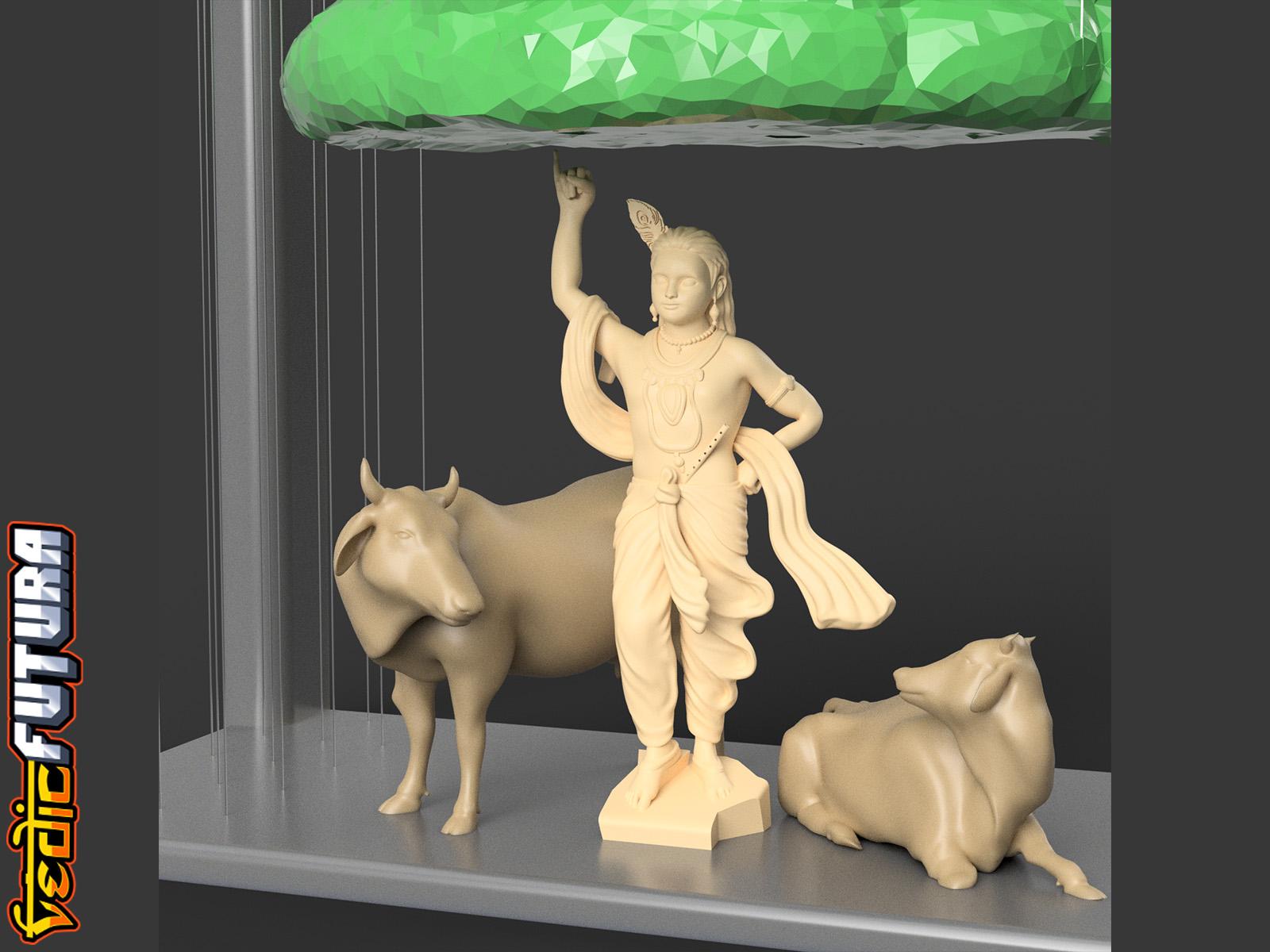 Krishna Lifting Govardhan Hill [String art] 3d model