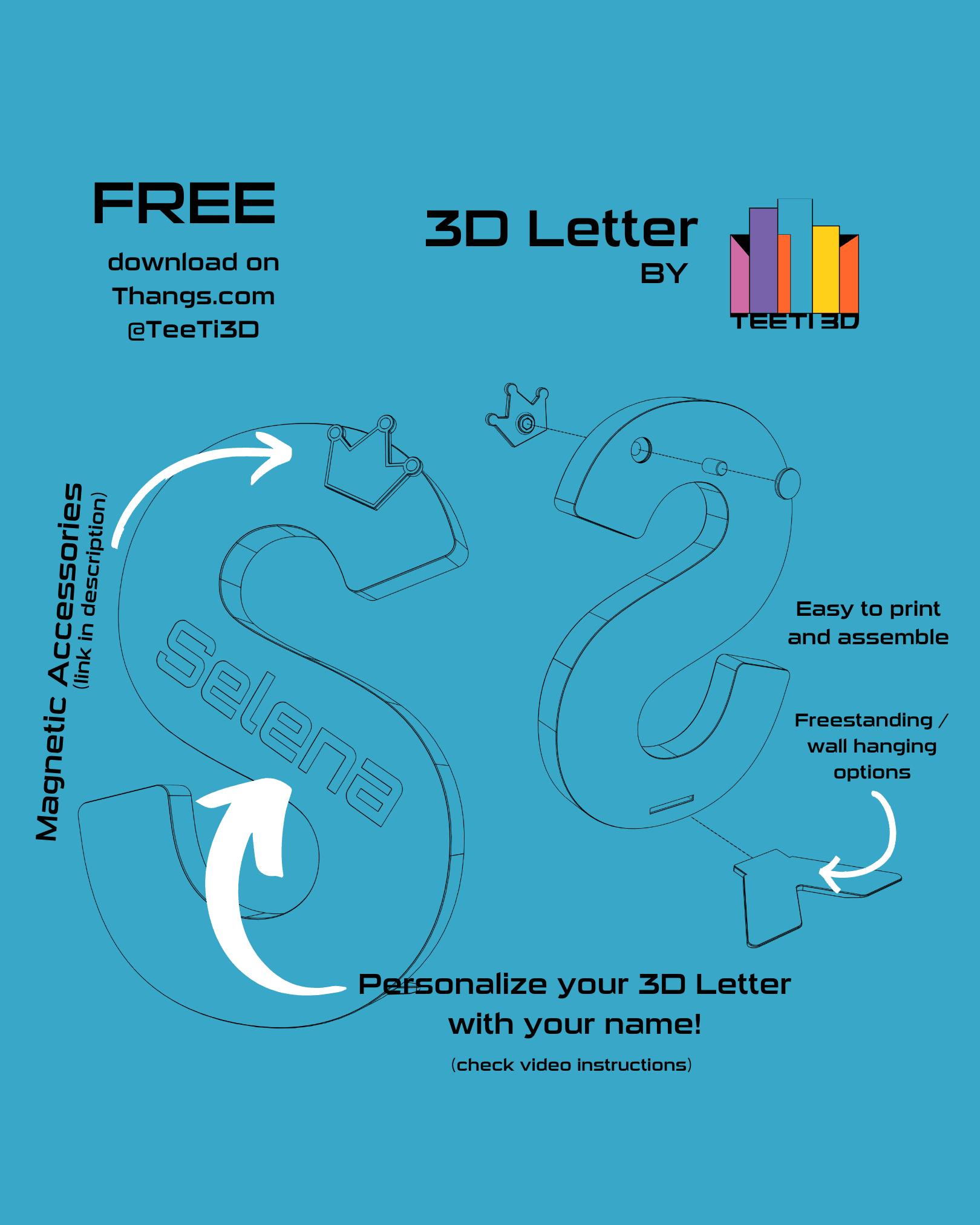 3D Letter S - by TeeTi3D 3d model