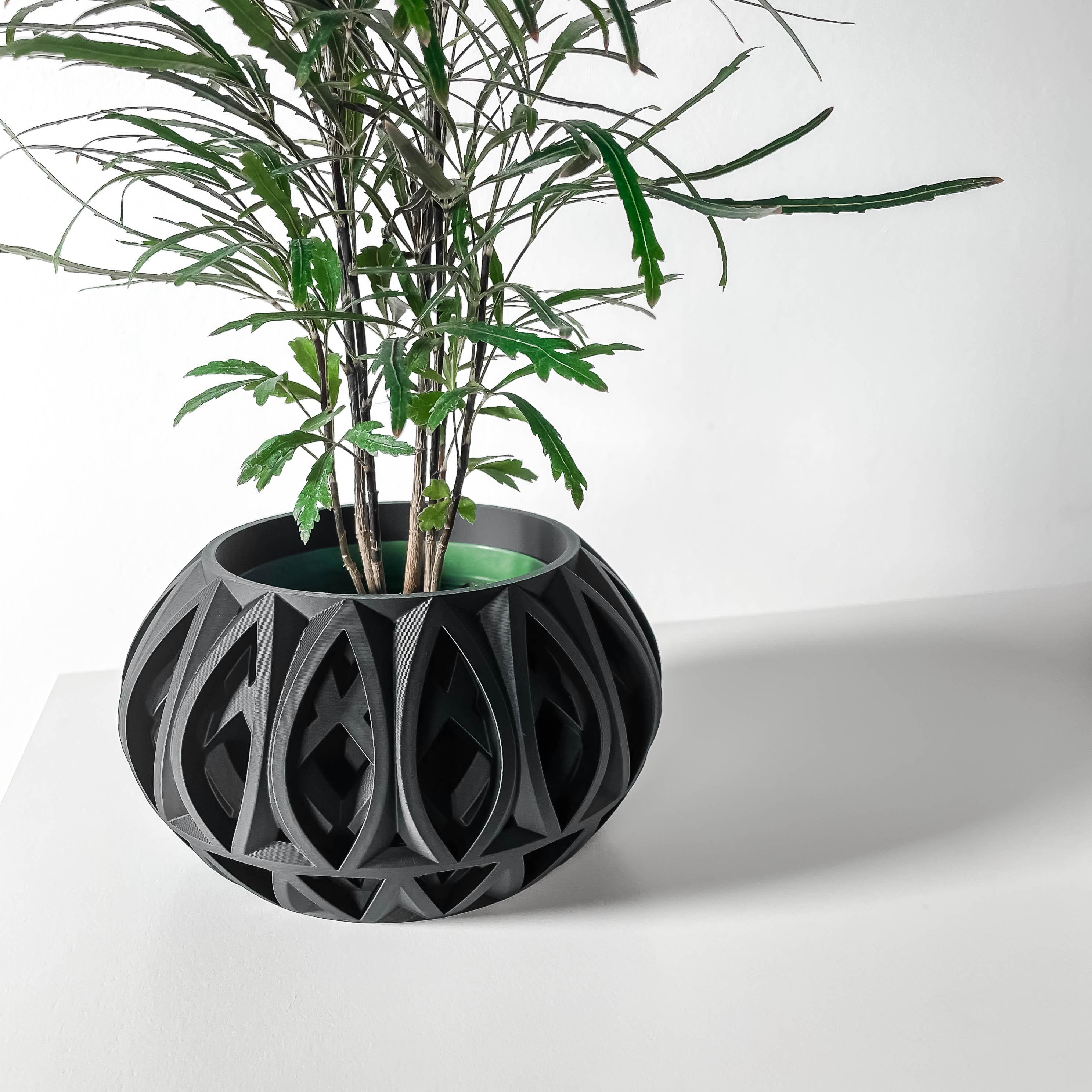 The Ando Planter Pot with Drainage Tray & Stand: Modern and Unique Home Decor 3d model