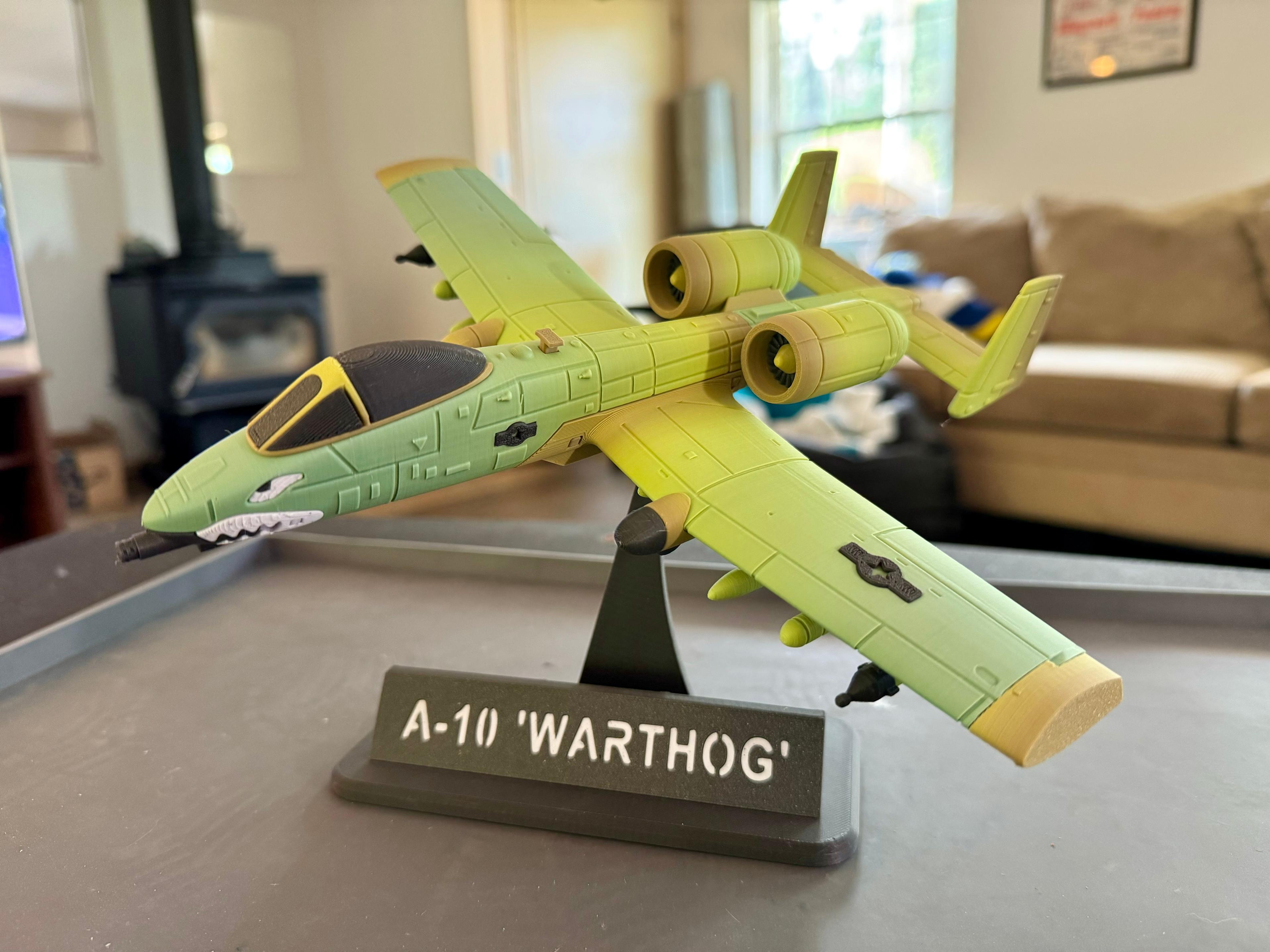 A-10 'Warthog' Kit (No Support, No AMS, No Glue) - Printed using a tri-color filament by ZIRO called Matcha using standard Bambu Lab settings.  - 3d model