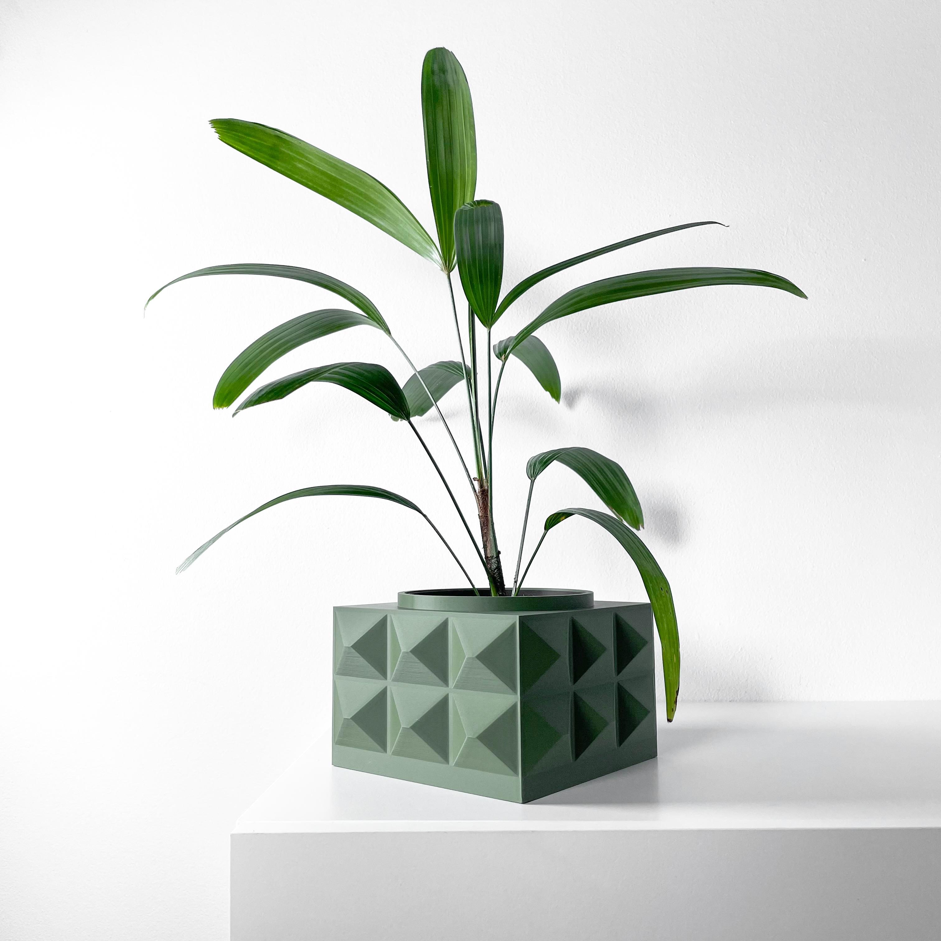The Eldan Planter Pot with Drainage Tray & Stand Included | Modern and Unique Home Decor 3d model