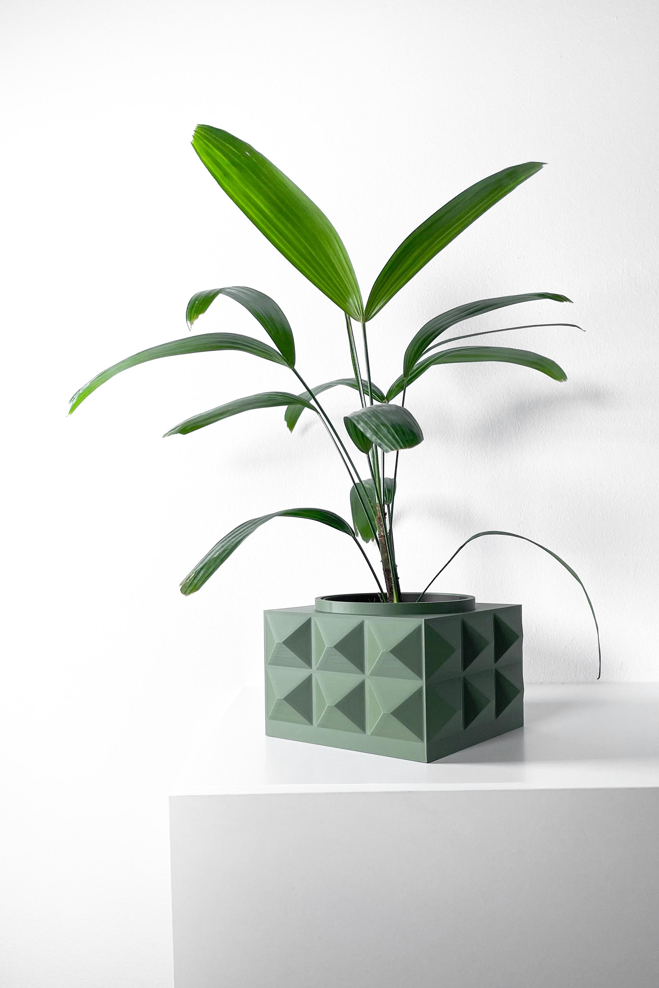 The Eldan Planter Pot with Drainage Tray & Stand Included | Modern and Unique Home Decor 3d model