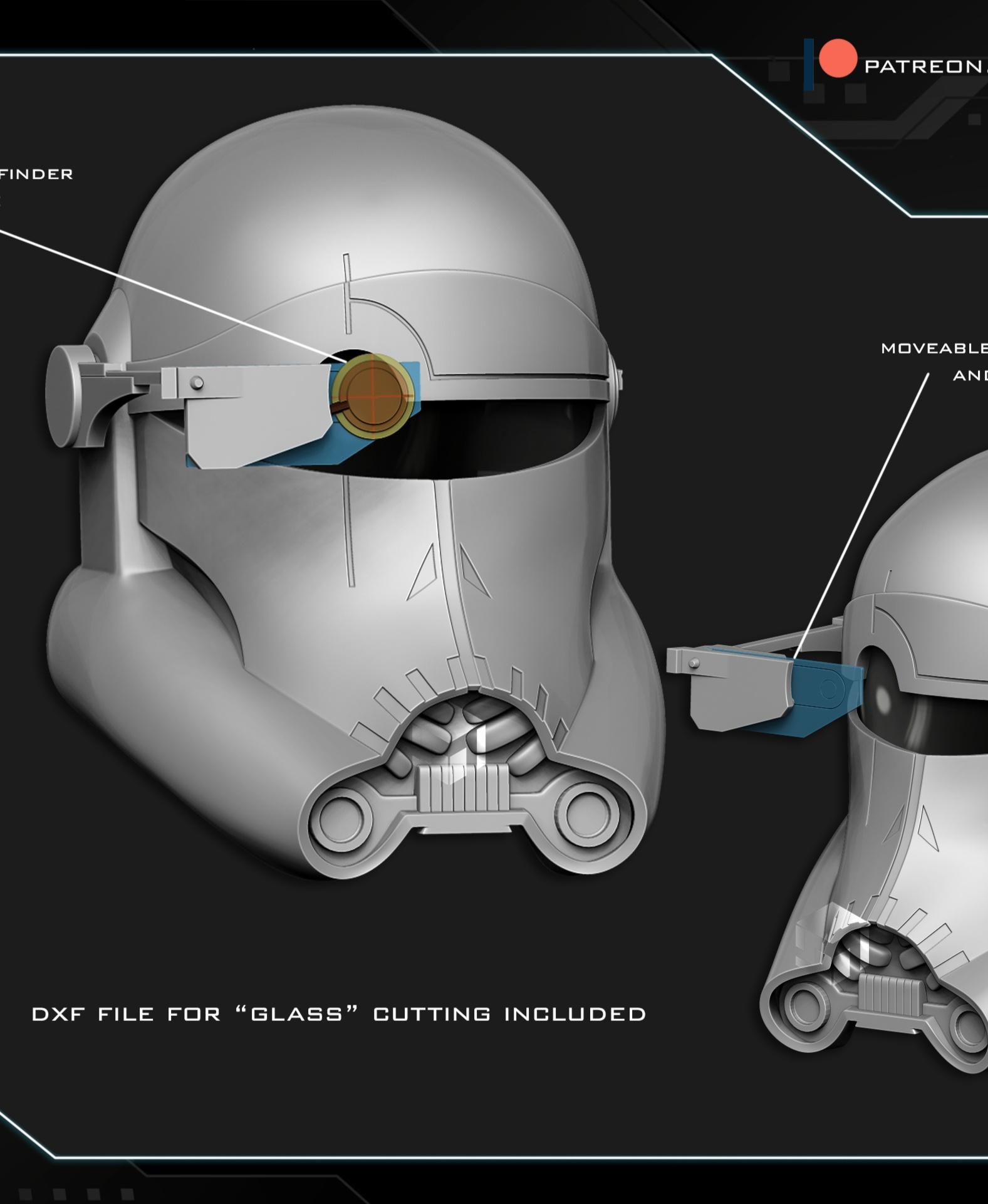 Crosshair helmet from Bad Batch with a moveable rangefinder 3d model