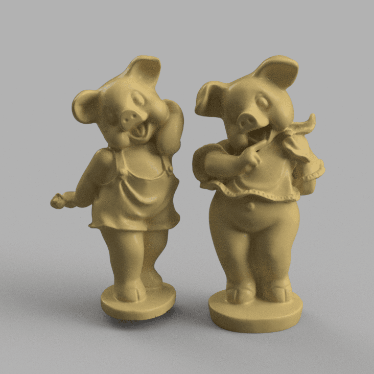 Pig Boy and Girl 3d model