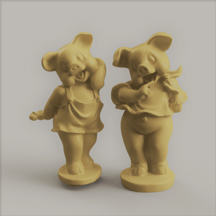 Pig Boy and Girl 3d model