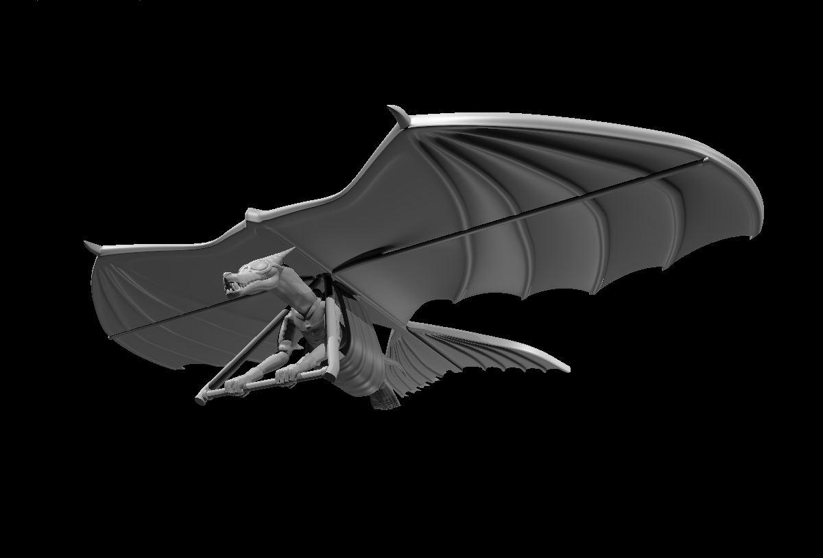 Kobold Artificer on Hang Glider - Kobold Artificer on Hang Glider - 3d model render - D&D - 3d model