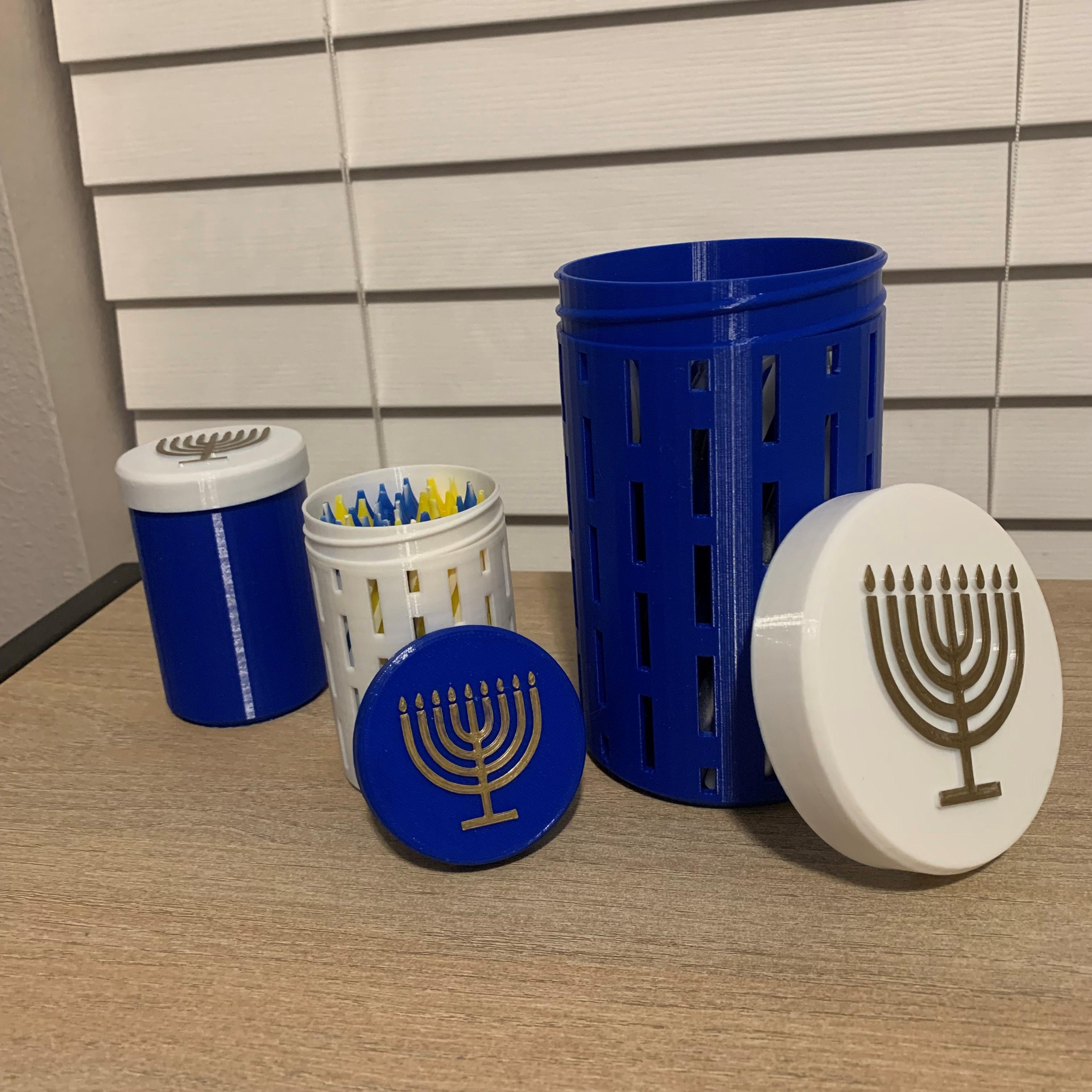 Menorah Candle Storage Box -Remix of Scalable Round Screw-Top Box 3d model