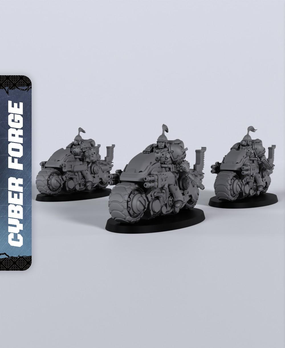 Bike Squad - With Free Cyberpunk Warhammer - 40k Sci-Fi Gift Ideas for RPG and Wargamers 3d model