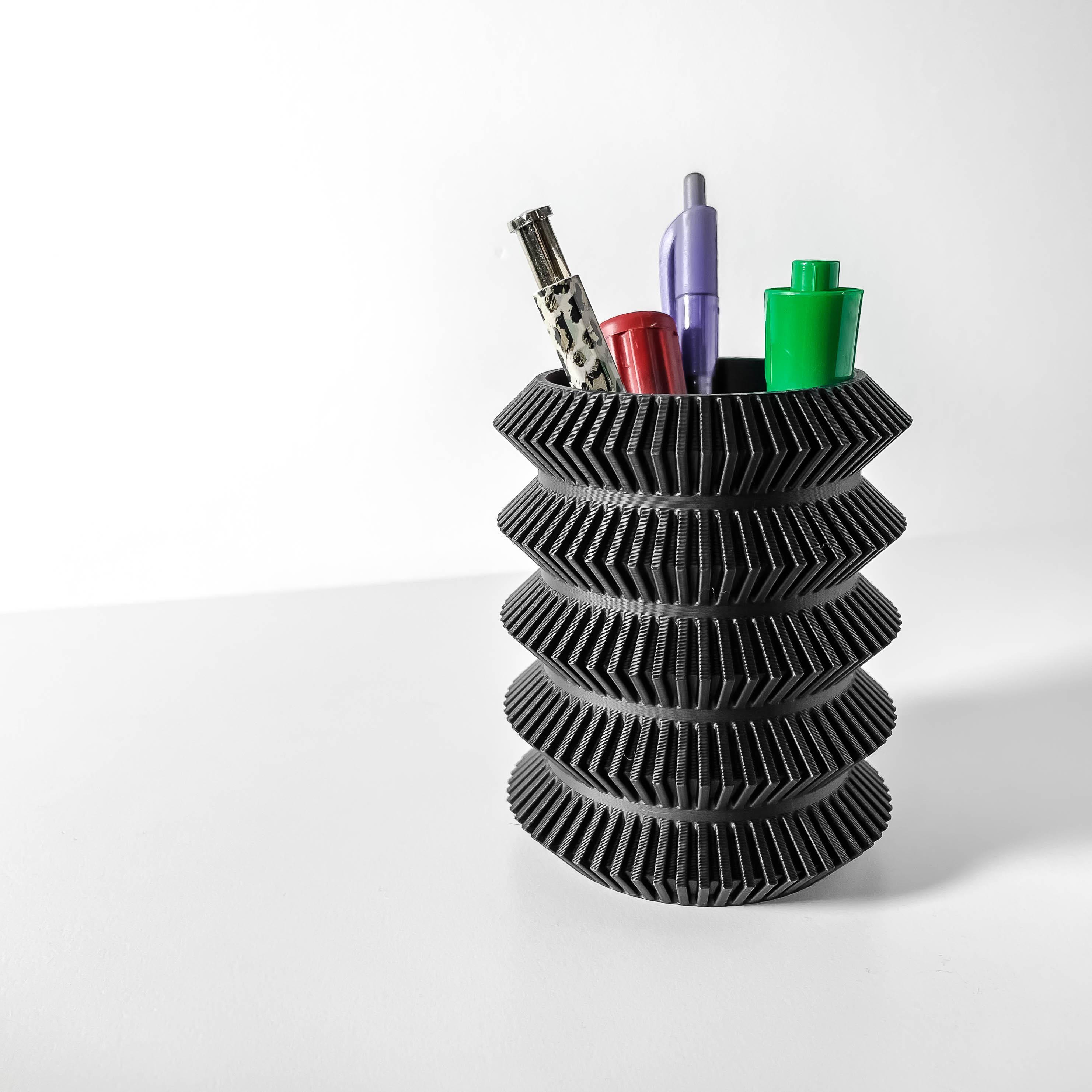 The Kuri Pen Holder | Desk Organizer and Pencil Cup Holder | Modern Office and Home Decor 3d model