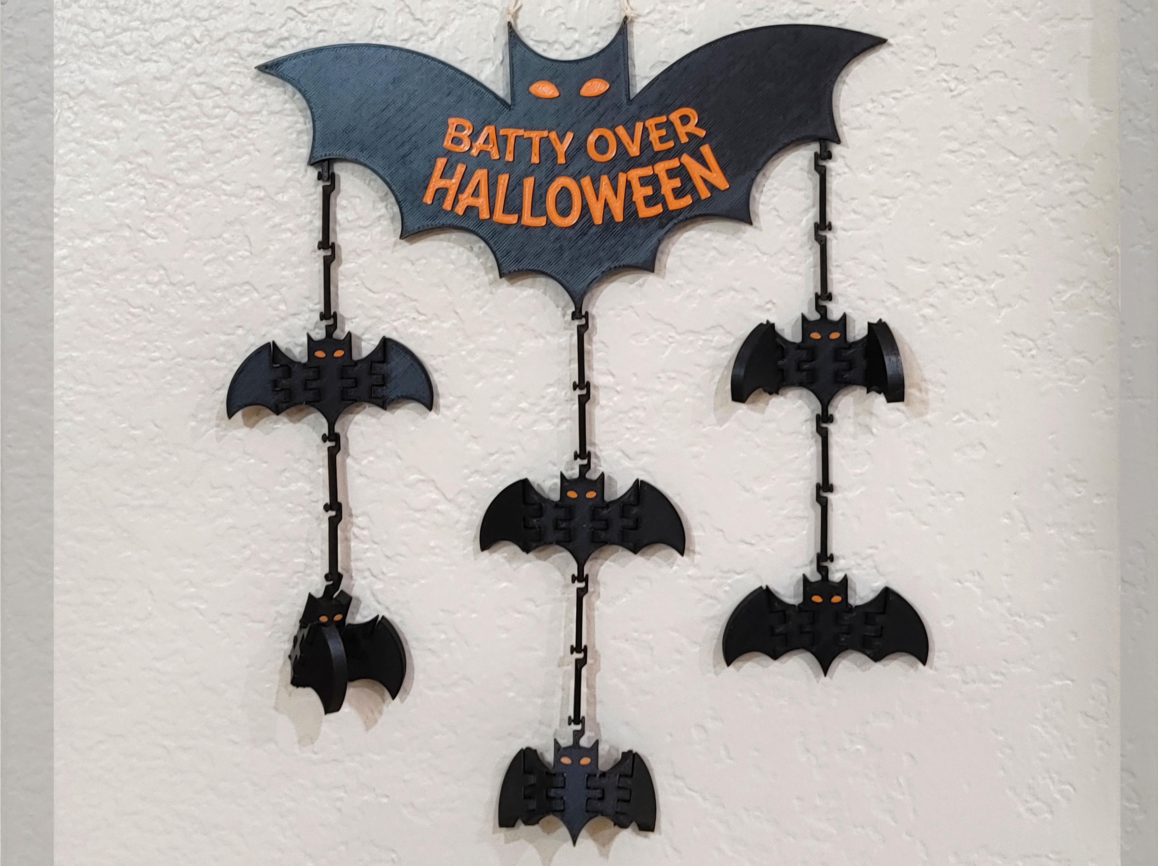 Batty Over Halloween Print in Place Hanging Bat Decoration 3d model