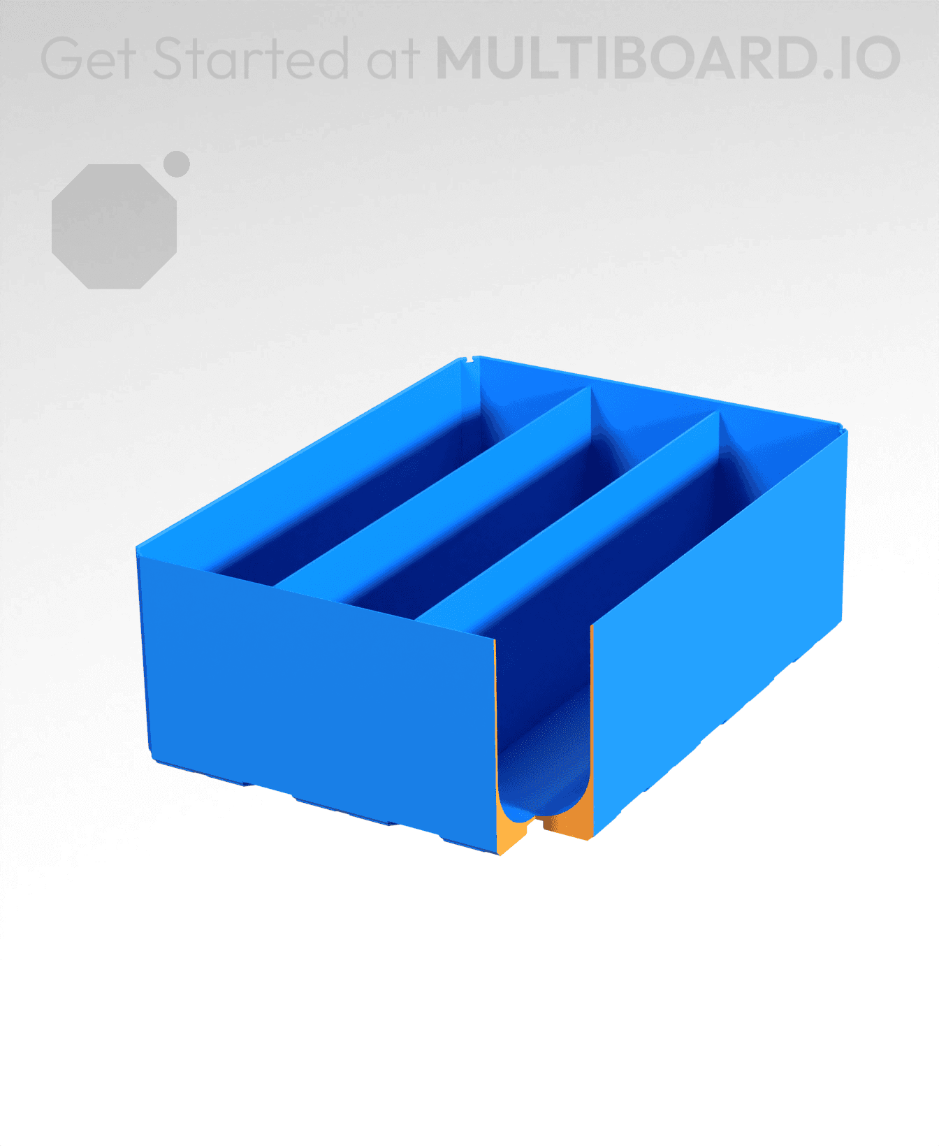 3x4x1.5 - Full Curved - Divided Bin - Multibin Insert 3d model