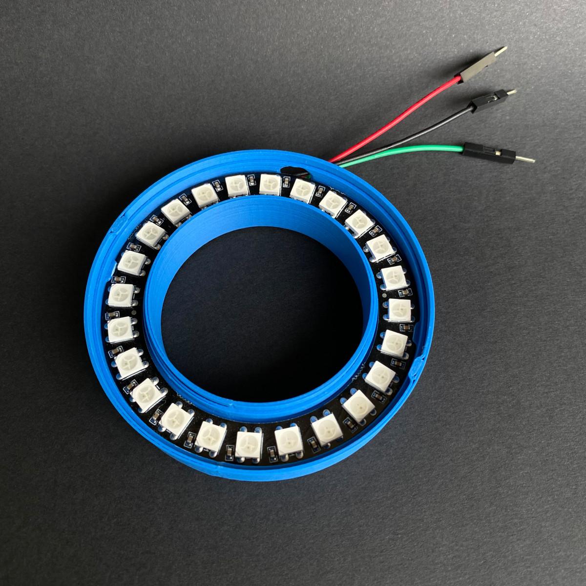 NeoPixel ring case (24 LEDs, 73mm outer diameter) 3d model