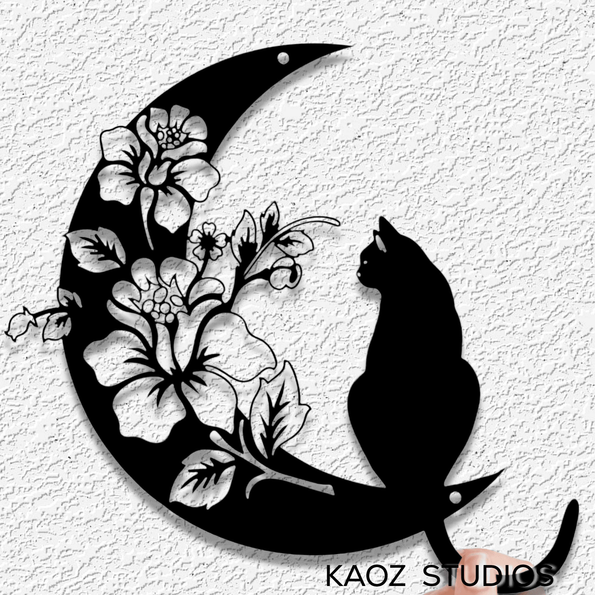 cat on the moon wall art space kitty wall decor 3d model