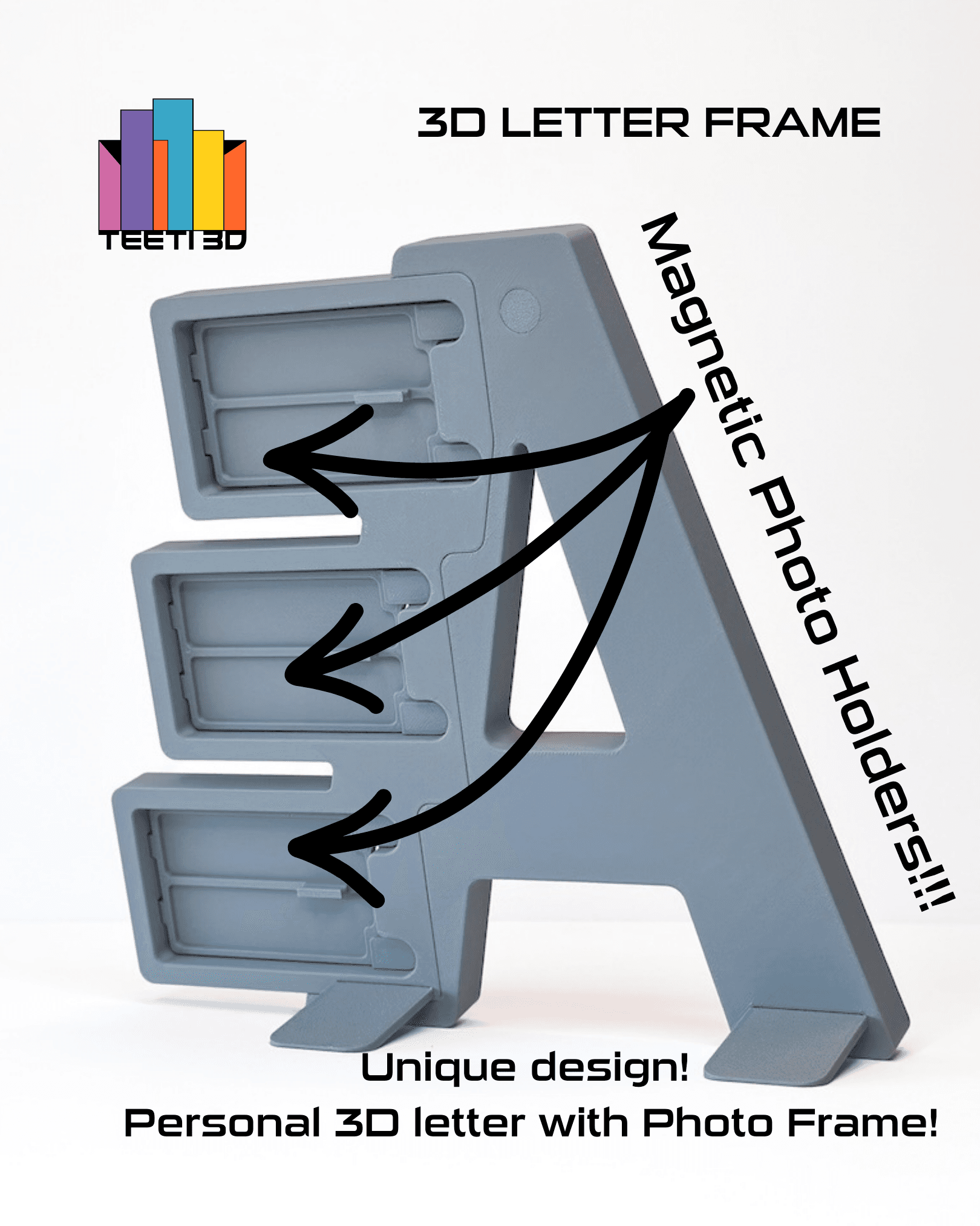 3D Letter "W" with Photo Frame 3d model