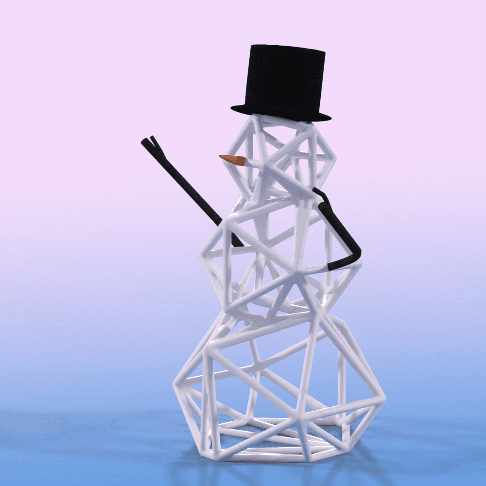 Grid Snowman Sculpture - Christmas decor 3d model