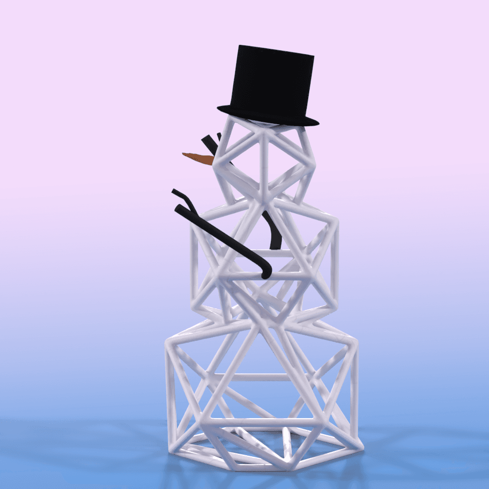 Grid Snowman Sculpture - Christmas decor 3d model