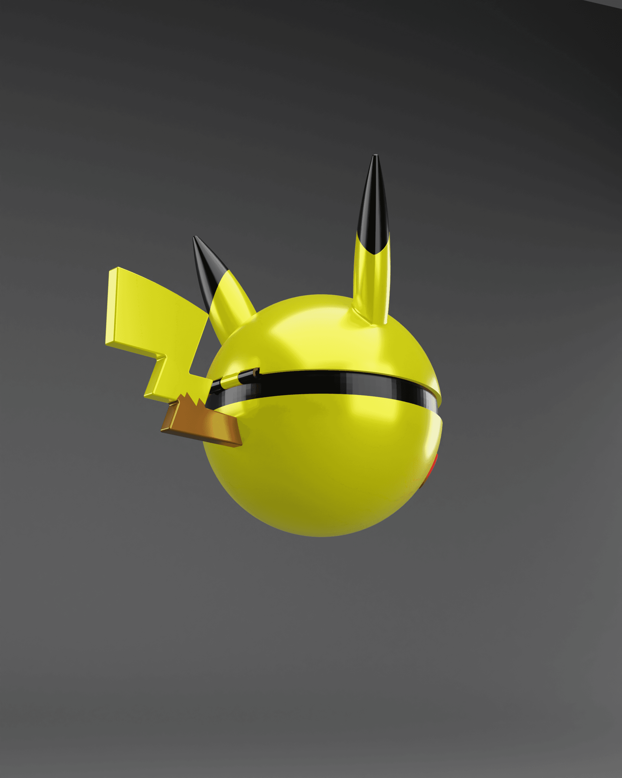 PikaBall Pikachu Themed Opening Pokeball - Fan Art 3d model
