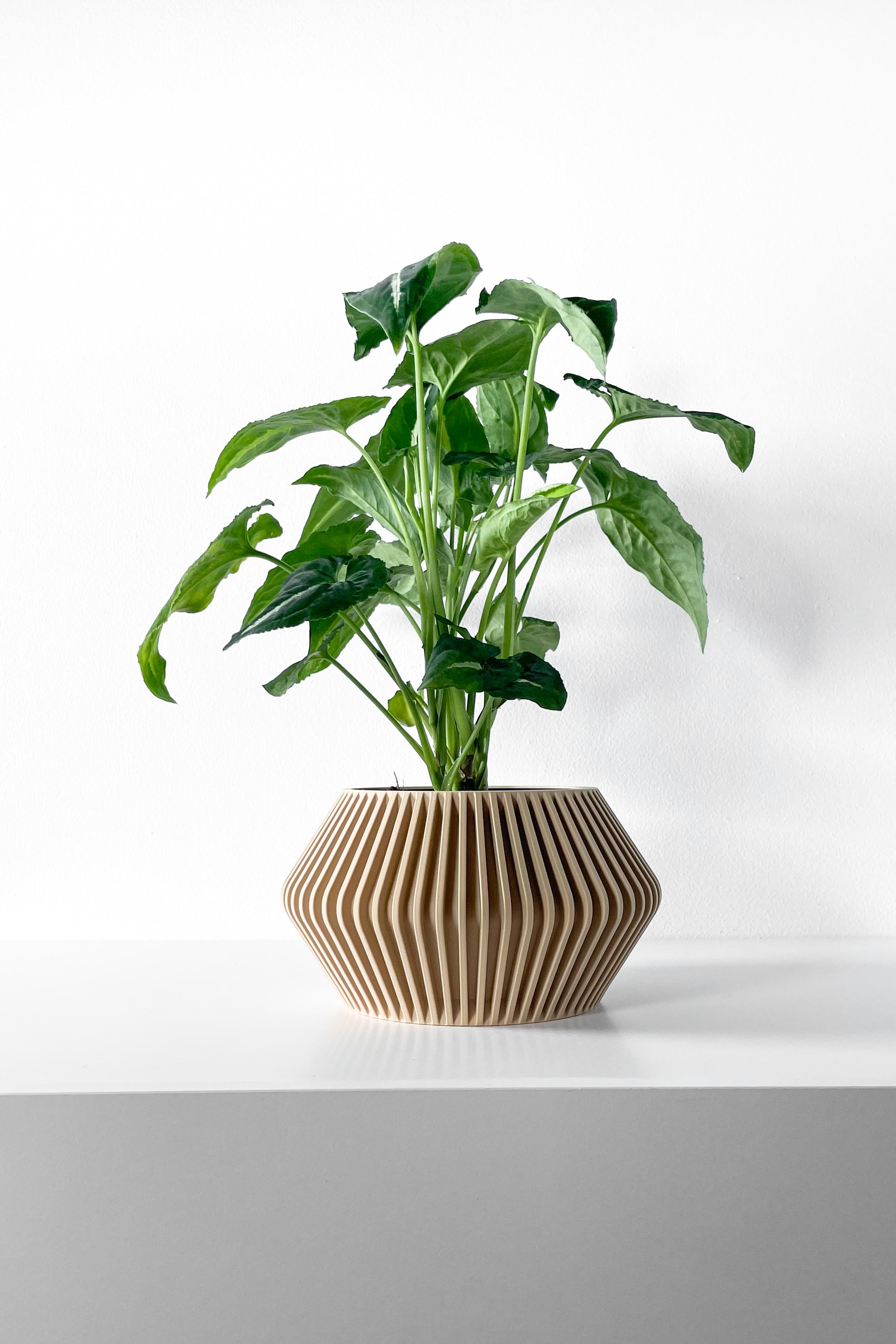 The Hendro Planter Pot with Drainage Tray & Stand Included | Modern and Unique Home Decor 3d model