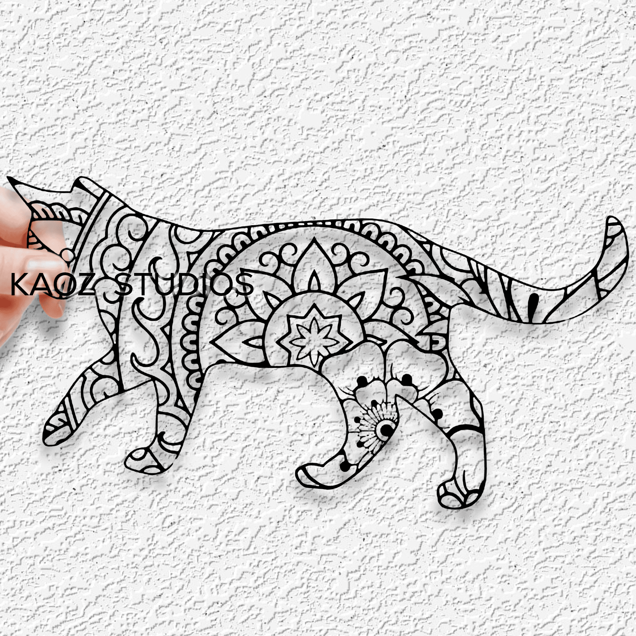 mandala cat wall art kitty wall decor kitten decoration 3d model