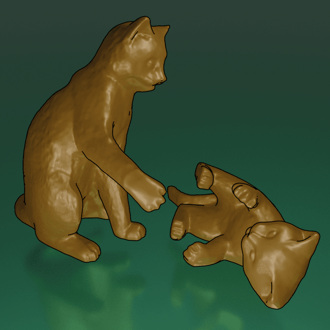Cat mom and baby playing 3d model