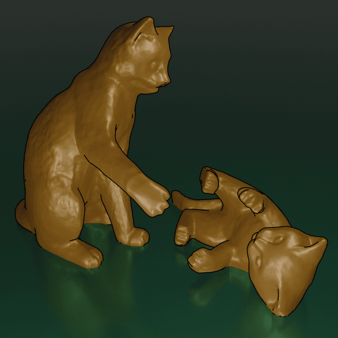 Cat mom and baby playing 3d model