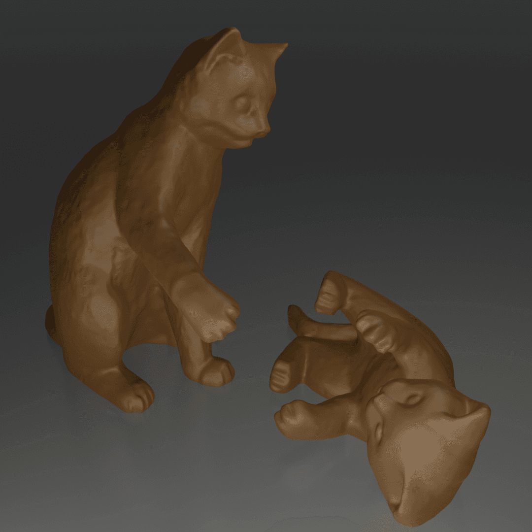 Cat mom and baby playing 3d model