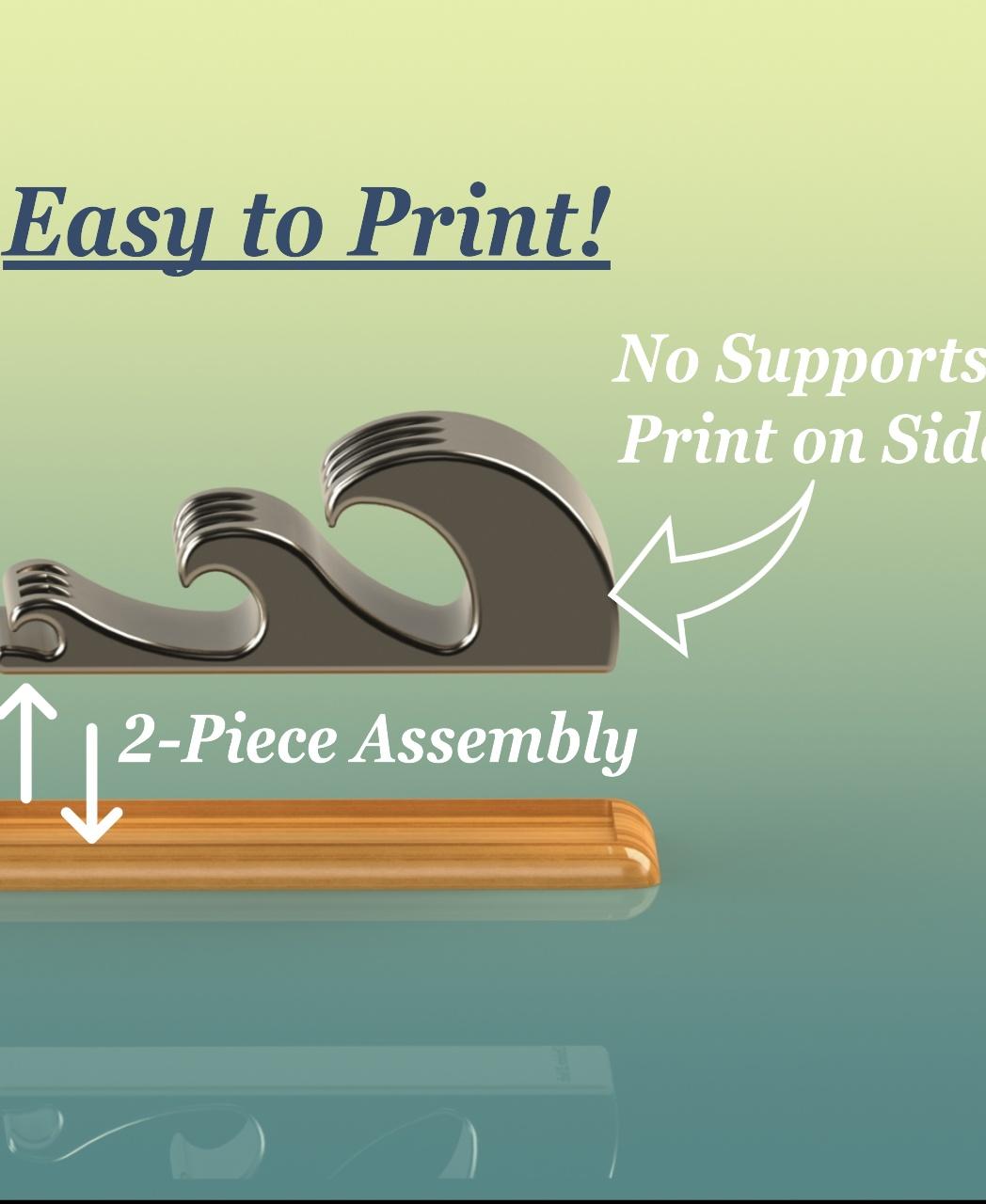 The Wave ~ Pen Holder & Desktop Organizer - Easy to Print! - 3d model