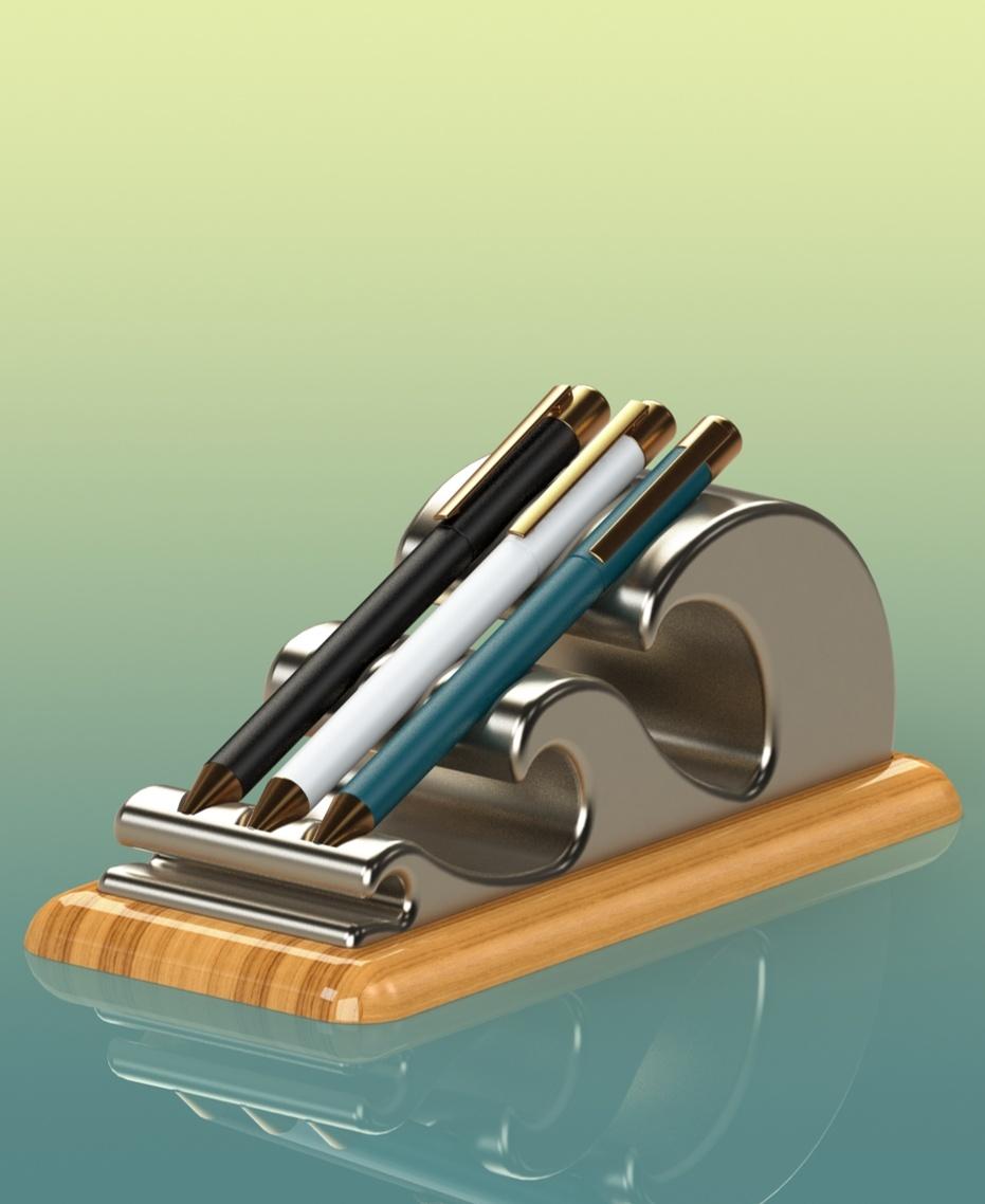 The Wave ~ Pen Holder & Desktop Organizer -  Multiple Pen Wave Holder - 3d model