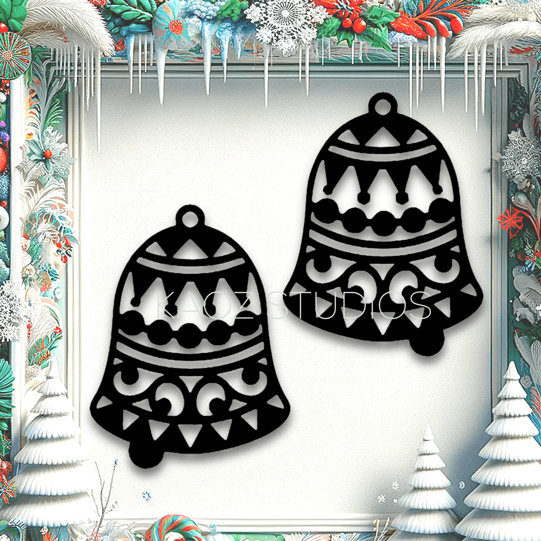 Christmas earrings holiday jewelry bell keychain or pendant 3d model