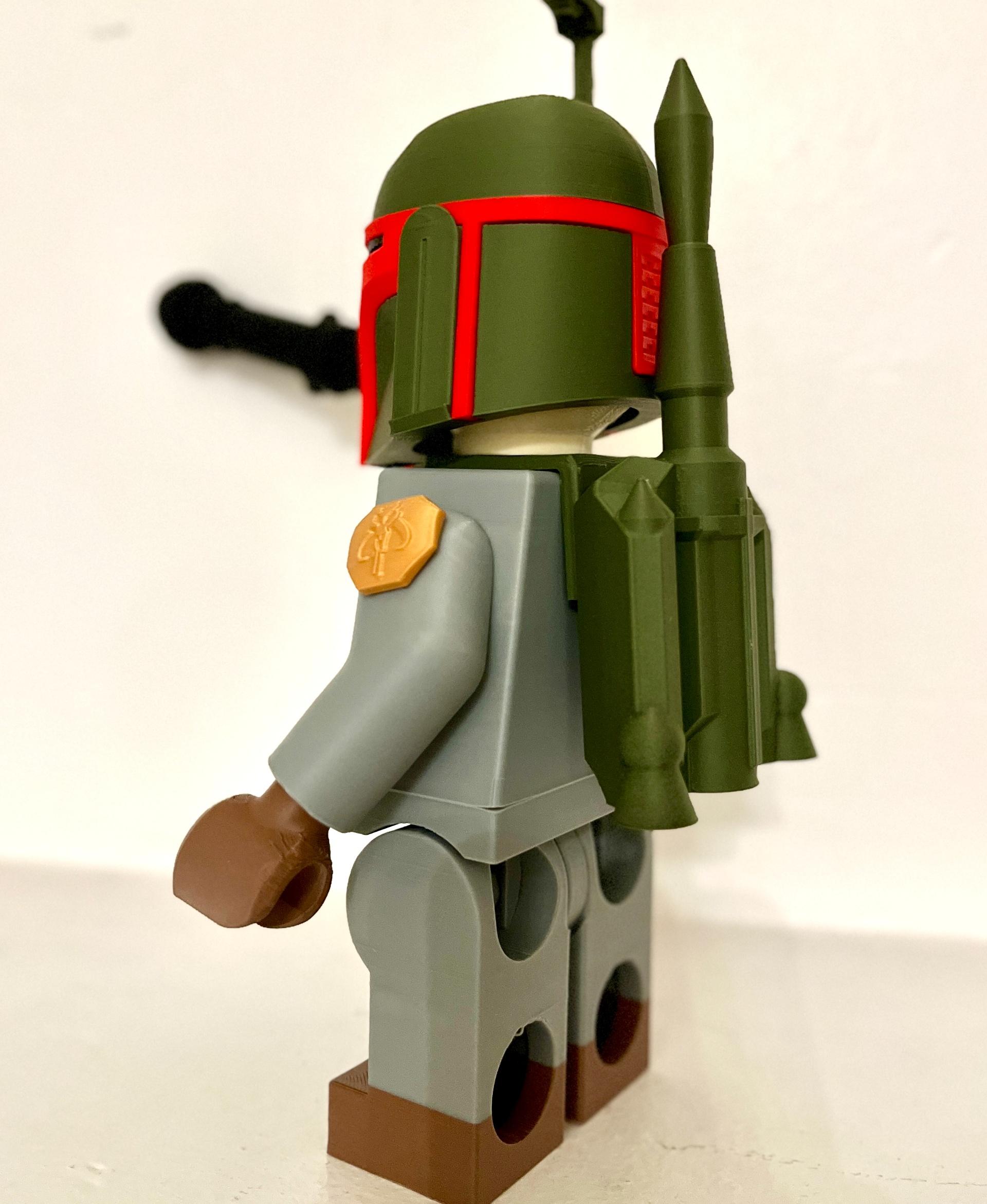 Boba Fett (6:1 LEGO-inspired brick figure, NO MMU/AMS, NO supports, NO glue) 3d model