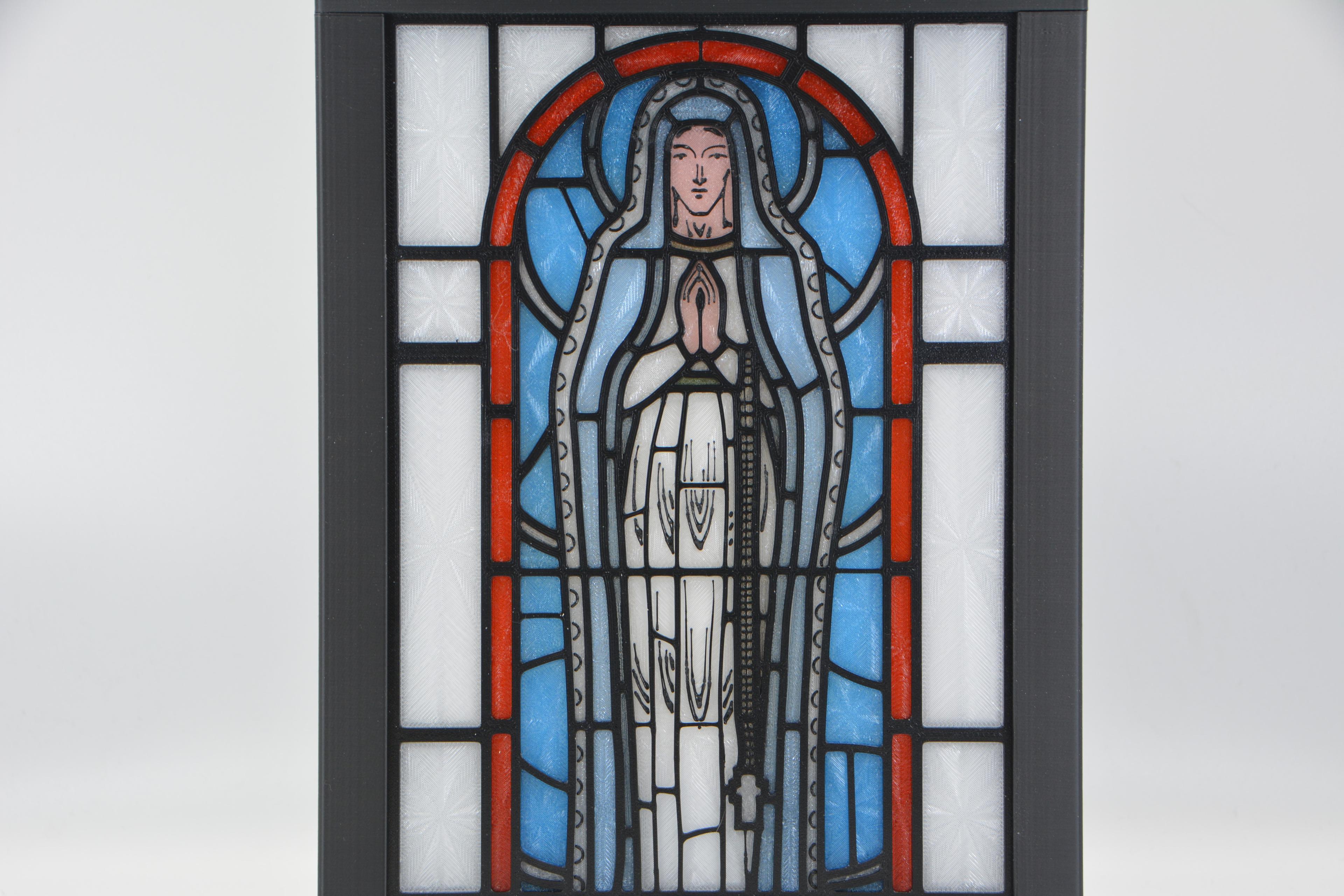 Virgin Mary Stained Glass Light Box 3d model