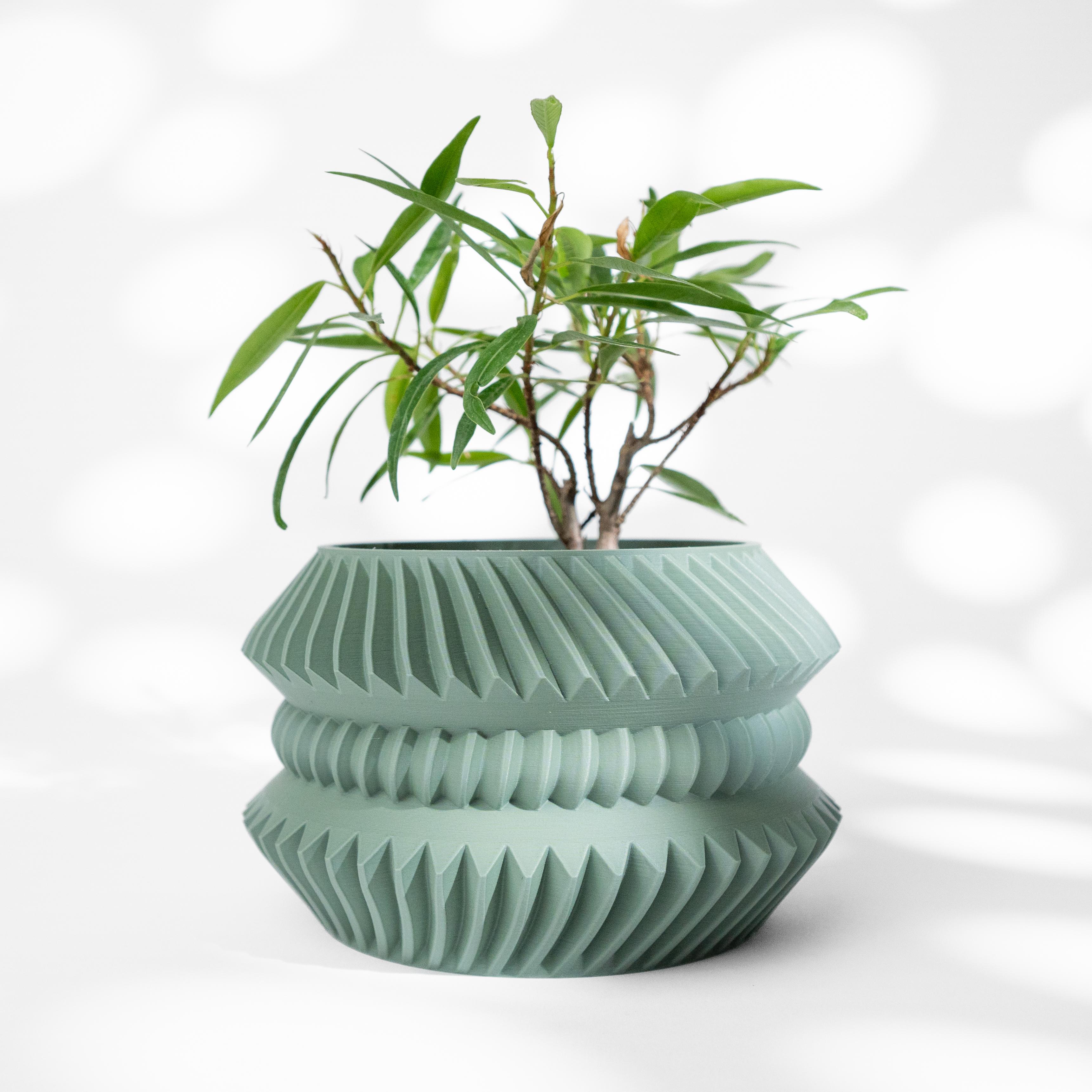 The Jako Planter Pot with Drainage Tray & Stand: Modern and Unique Home Decor for Plants 3d model