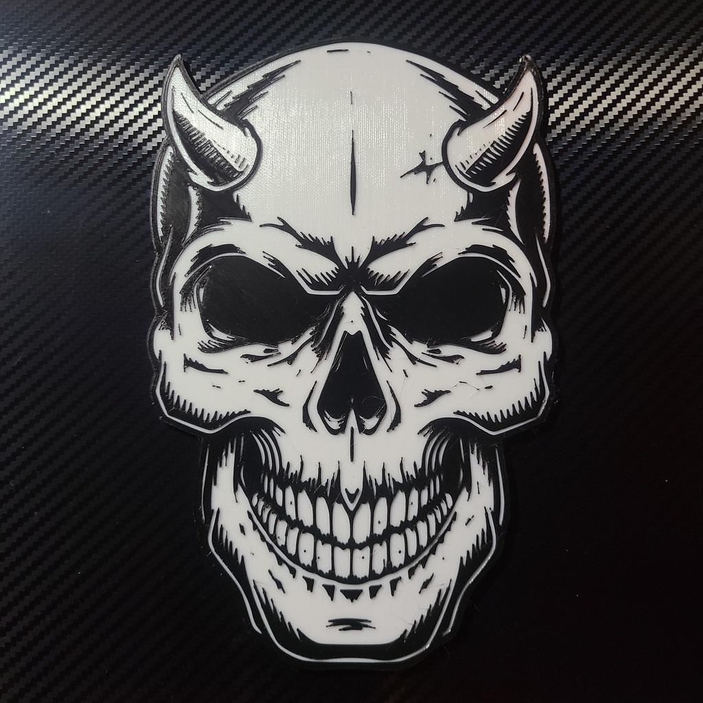 skull logo with horns 3d model