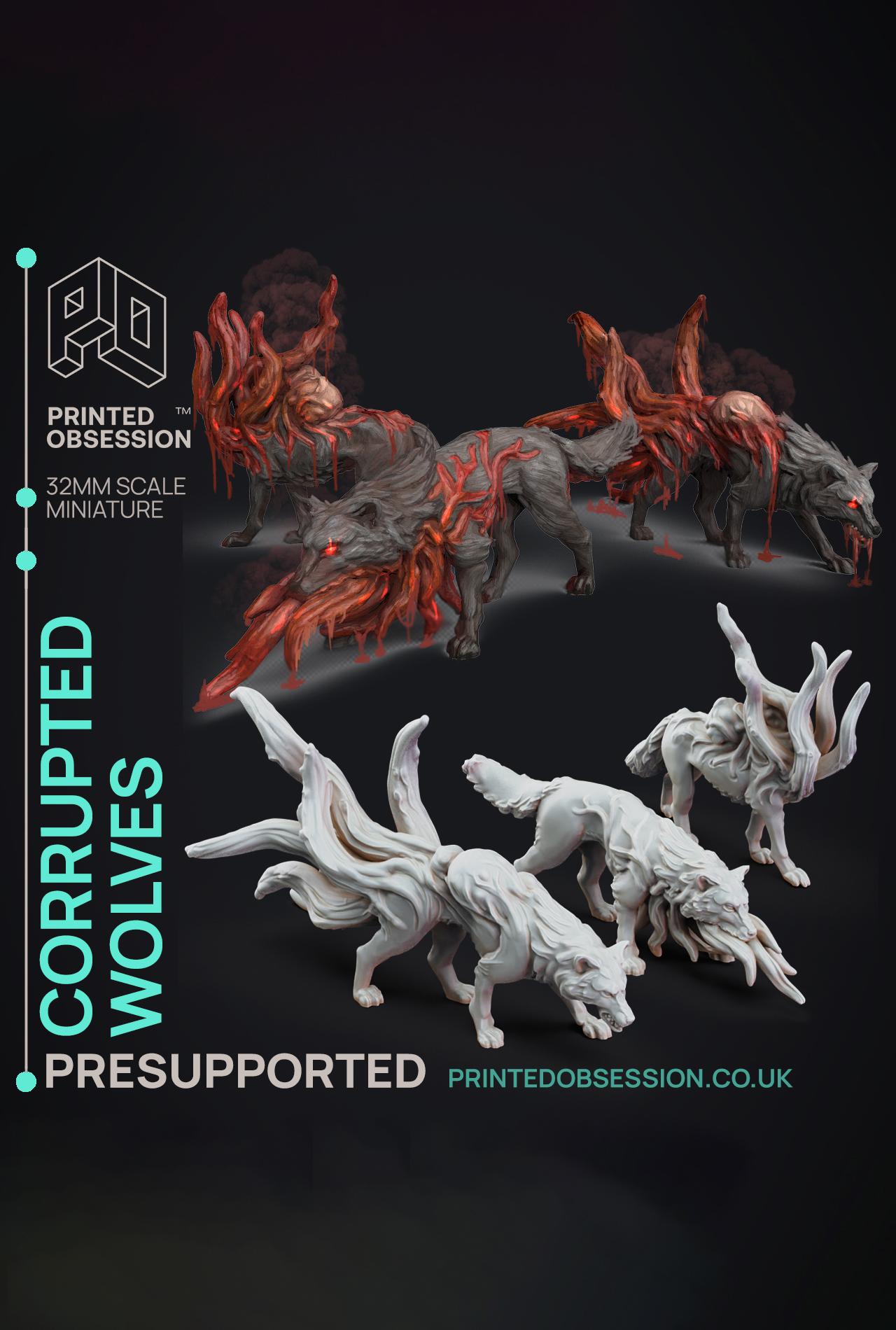 Corrupted Wolf - The Mists of Change - PRESUPPORTED - Illustrated and Stats - 32mm scale			 3d model