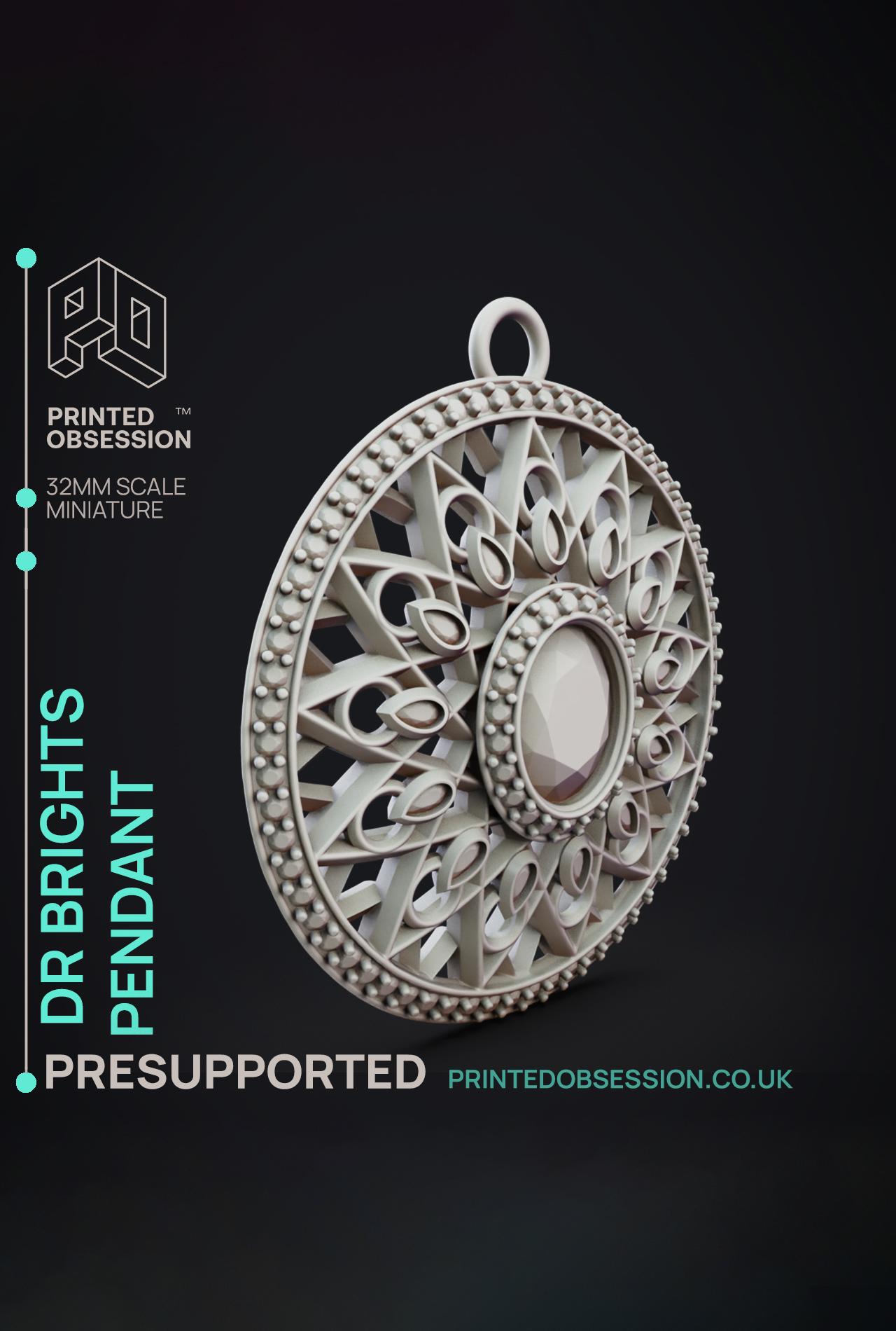 Bight Pendant - SCP - PRESUPPORTED - Illustrated and Stats - 32mm scale			 3d model