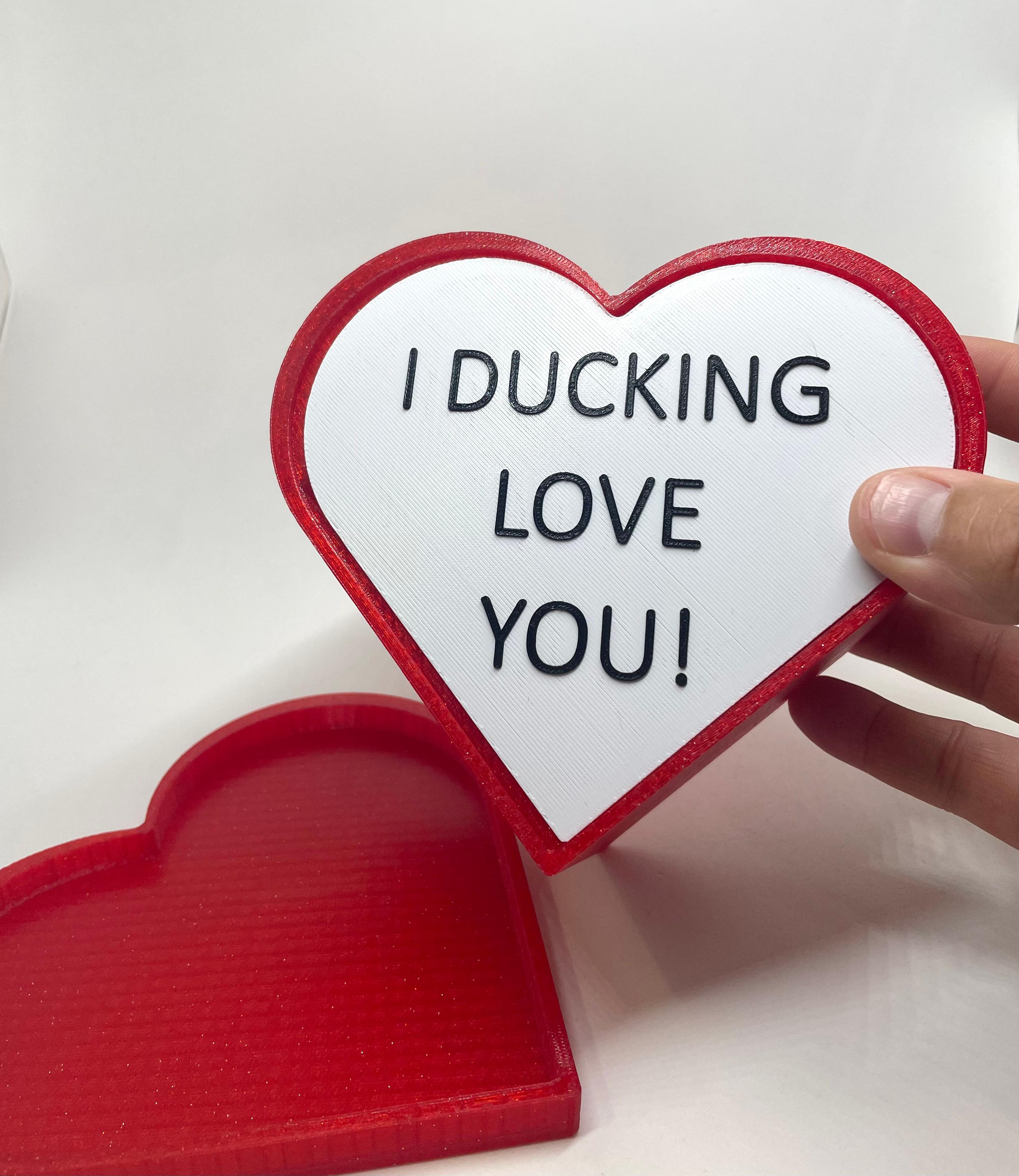 Flexi Duck Print In Place / Multiparts / Color Print 3MF / Heart Gift Box 3d model