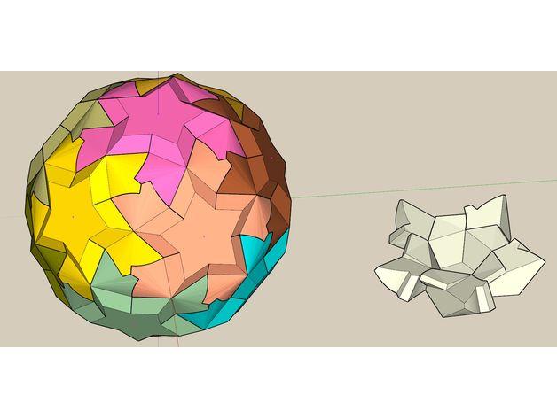 Sphere build from 12 pieces pentagonials 3d model