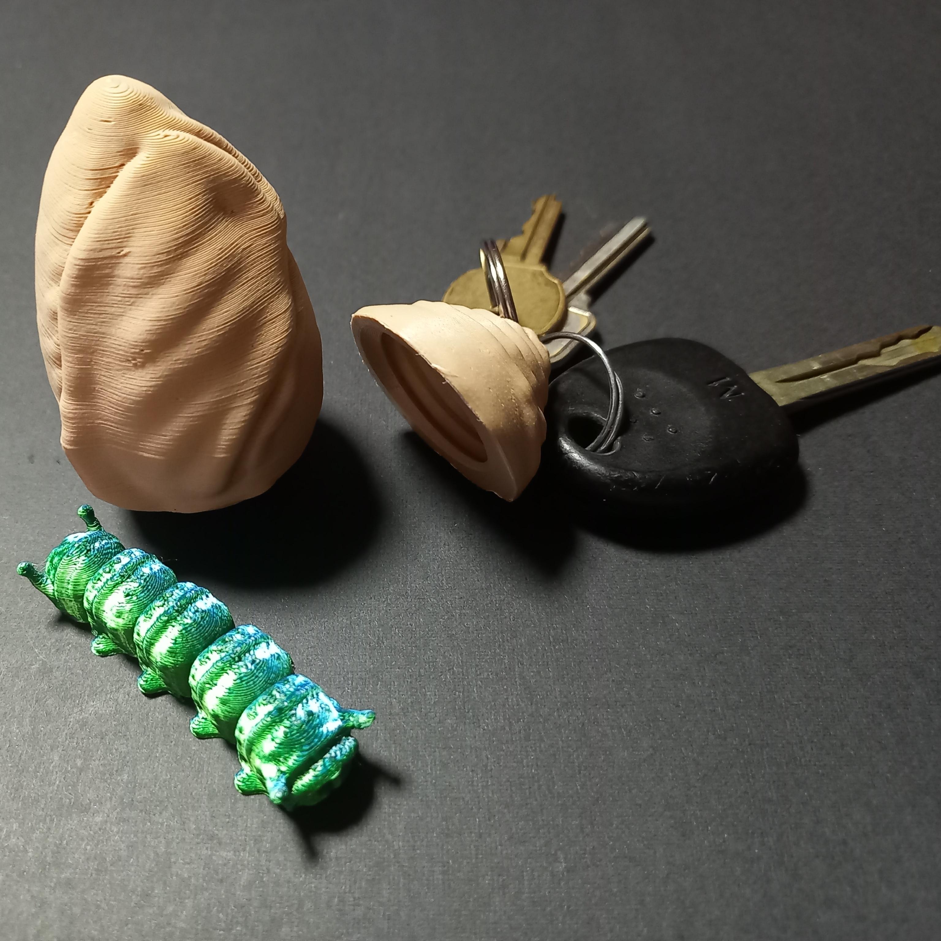 FLEXI CATERPILLAR IN COCOON CONTAINER KEYCHAIN  3d model