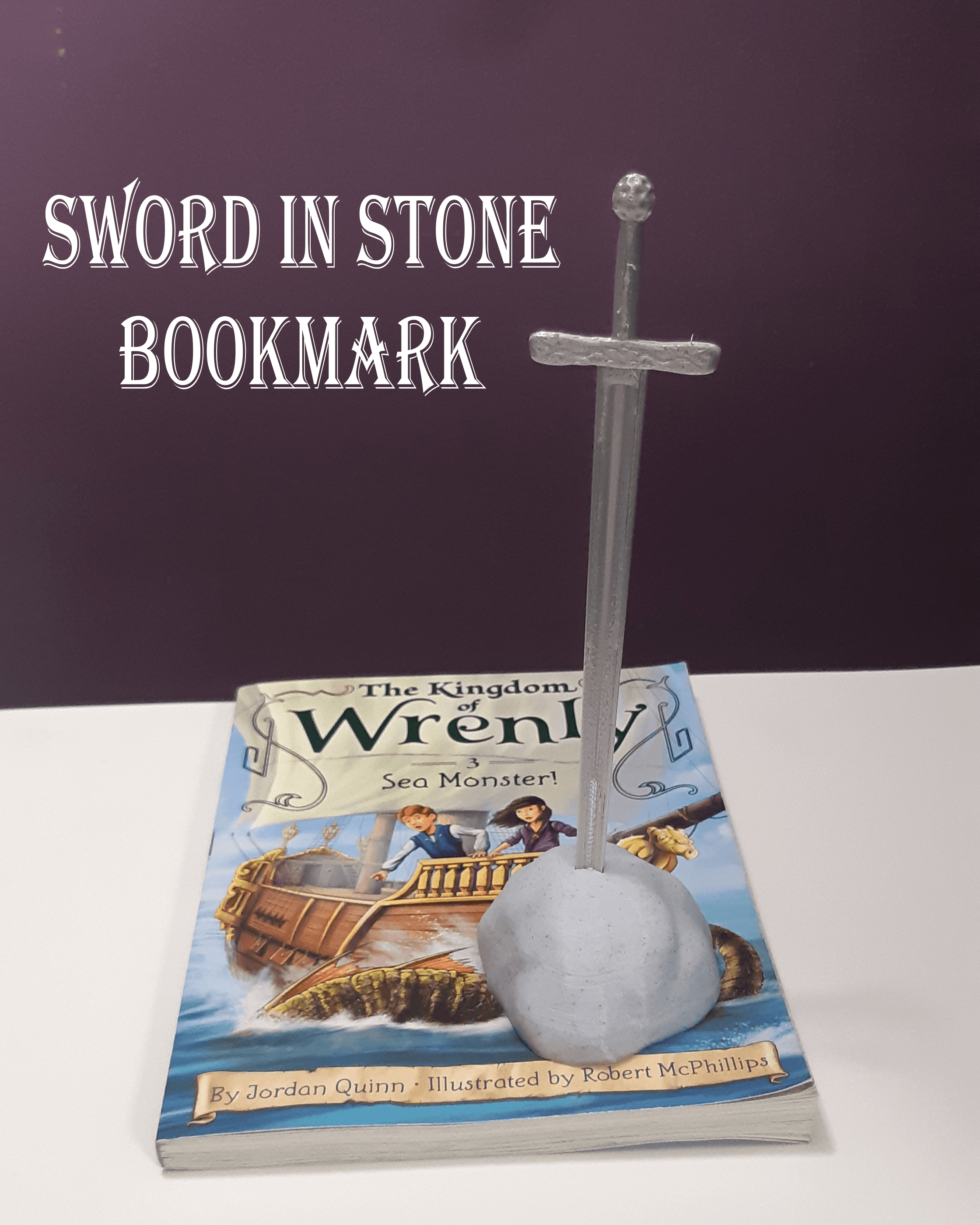 Excalibur Bookmark - Sword with Stone Bookmark Holder 3d model