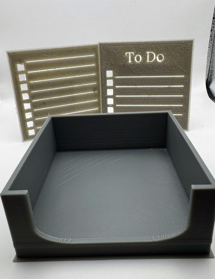 To Do List Holder with Box and Stencil (3x3" notes) 3d model