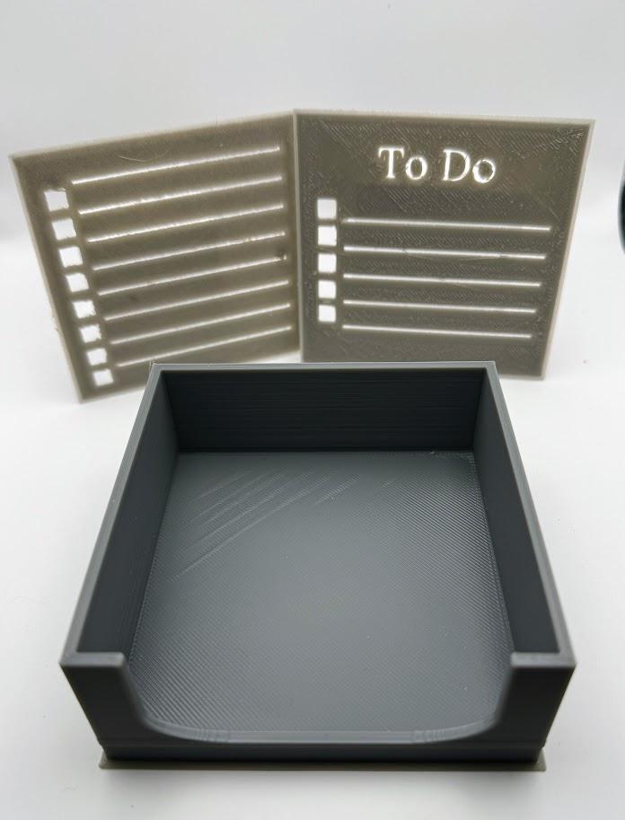 To Do List Holder with Box and Stencil (3x3" notes) 3d model