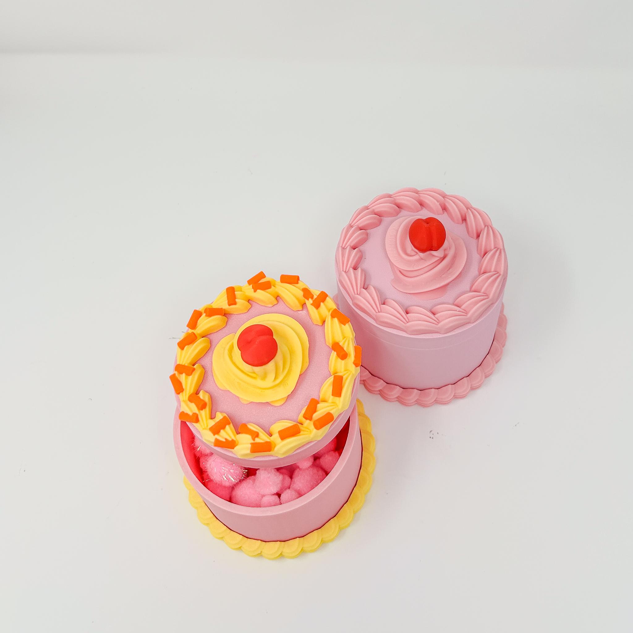 Kitsch Birthday Cake Jewelry Box with Sprinkles - Vintage Container and Gift Holder 3d model